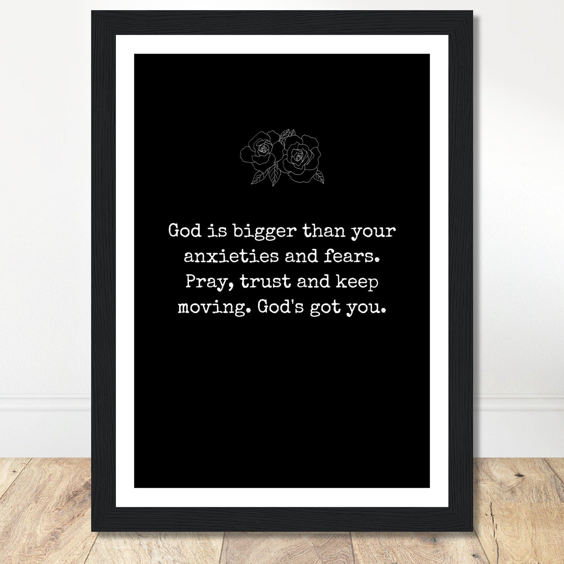 Coffee With My Father Print Material 21x29.7 cm / 8x12″ / Framed / Black frame God Is Bigger - Quote Print