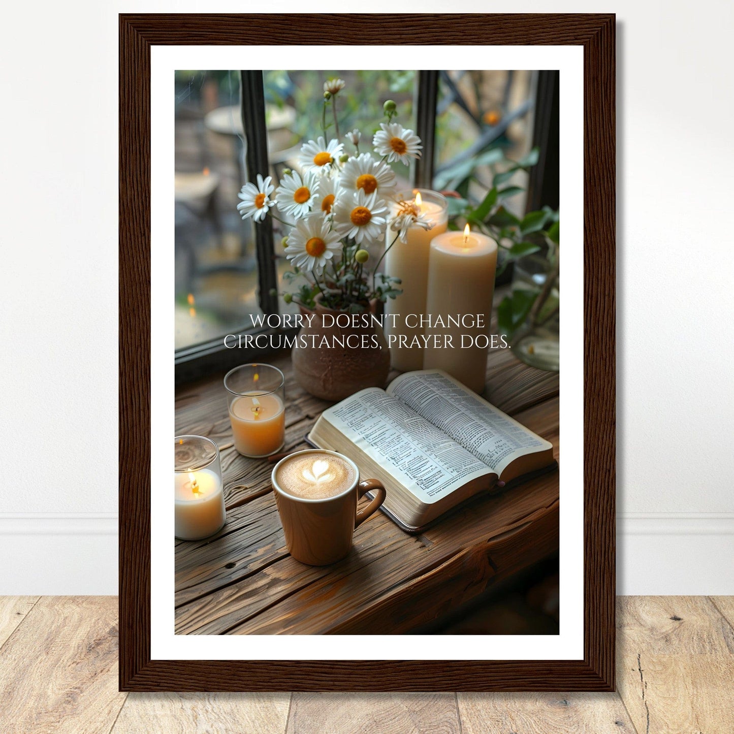 Coffee With My Father Print Material 21x29.7 cm / 8x12″ / Framed / Dark wood frame Prayer Changes Things - Custom Art