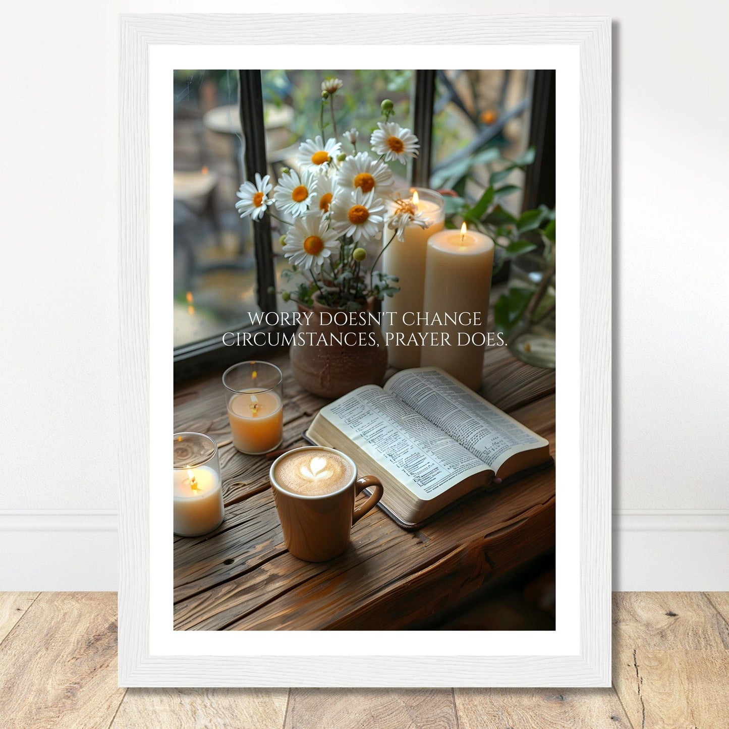 Coffee With My Father Print Material 21x29.7 cm / 8x12″ / Framed / White frame Prayer Changes Things - Custom Art