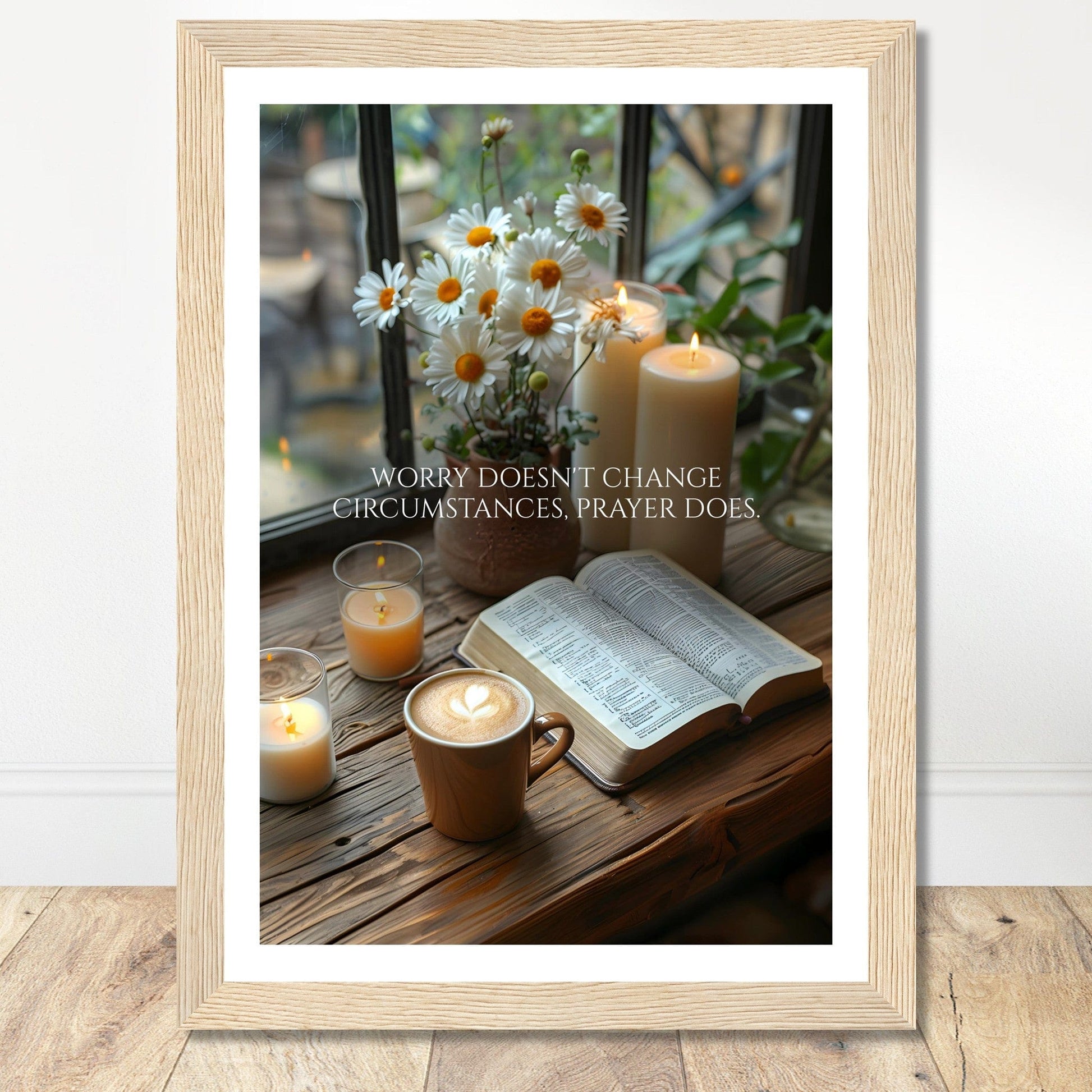 Coffee With My Father Print Material 21x29.7 cm / 8x12″ / Framed / Wood frame Prayer Changes Things - Custom Art