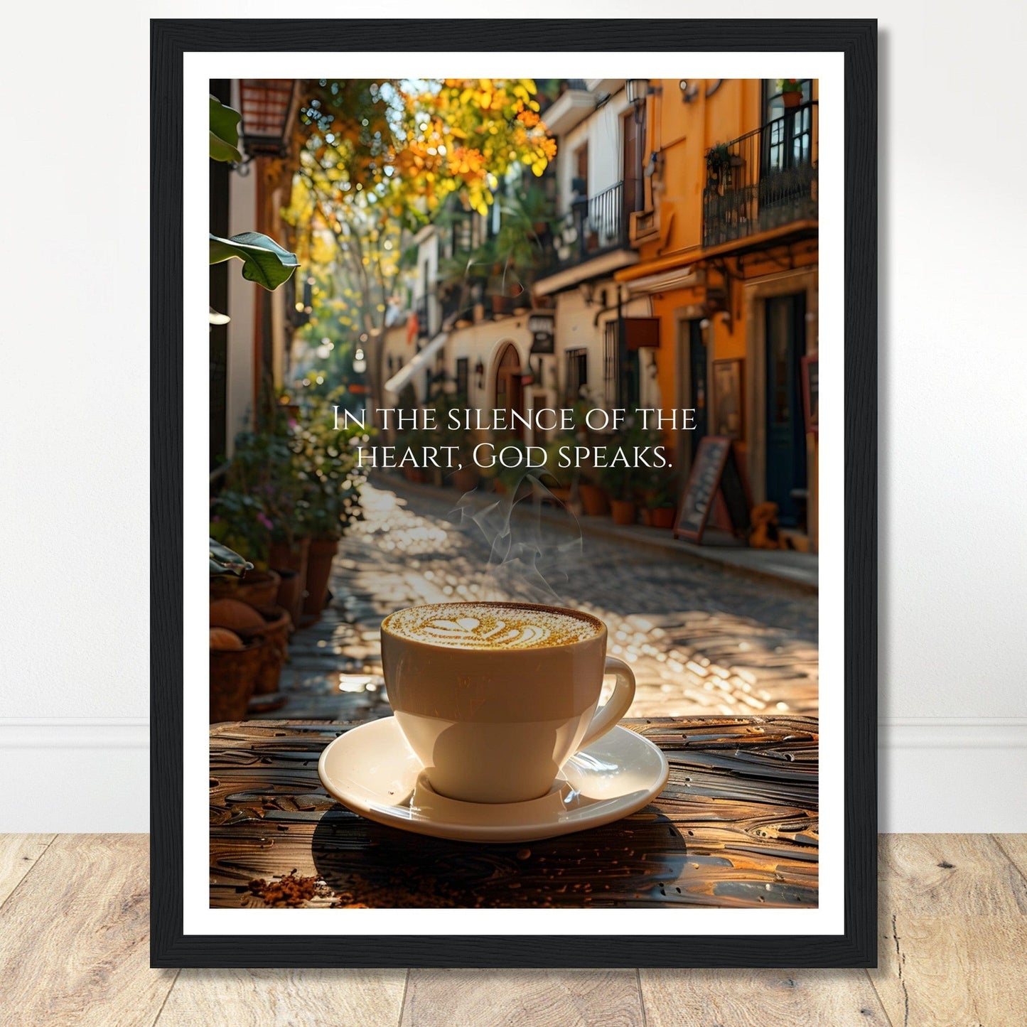 Coffee With My Father Print Material 30x40 cm / 12x16″ / Framed / Black frame In The Silence of the Heart - Custom Art