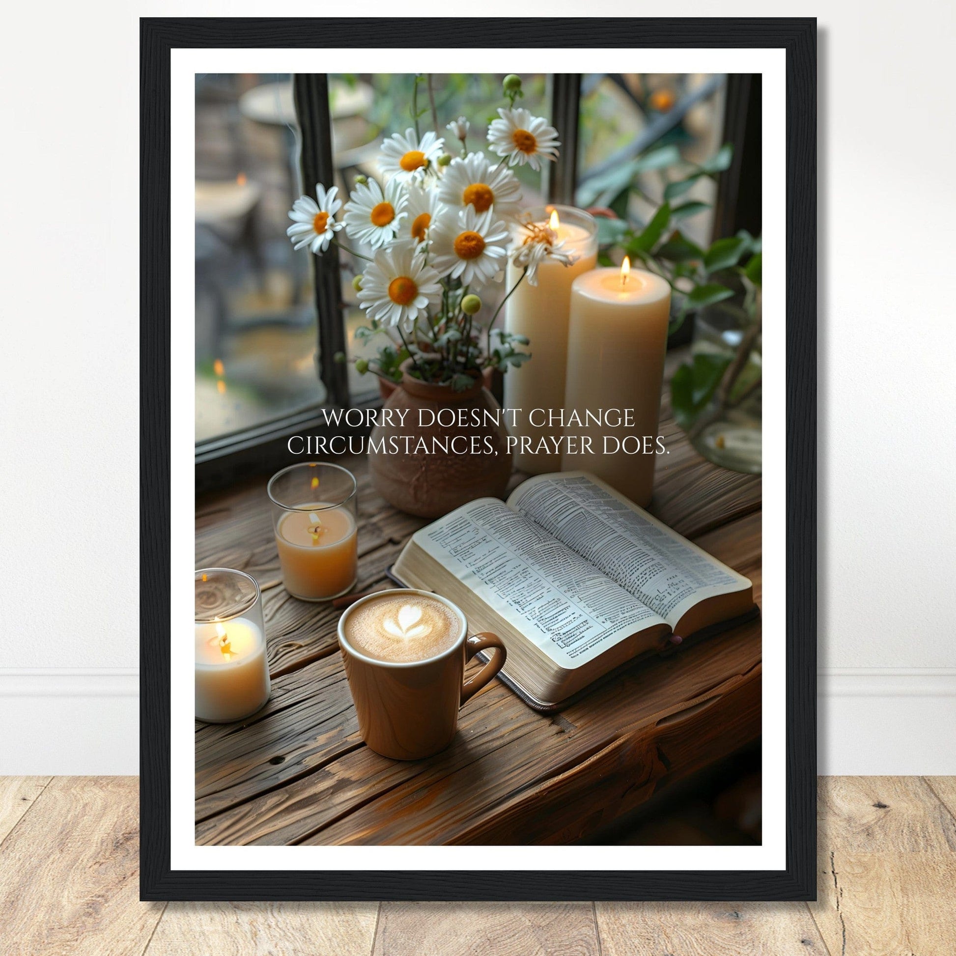 Coffee With My Father Print Material 30x40 cm / 12x16″ / Framed / Black frame Prayer Changes Things - Custom Art