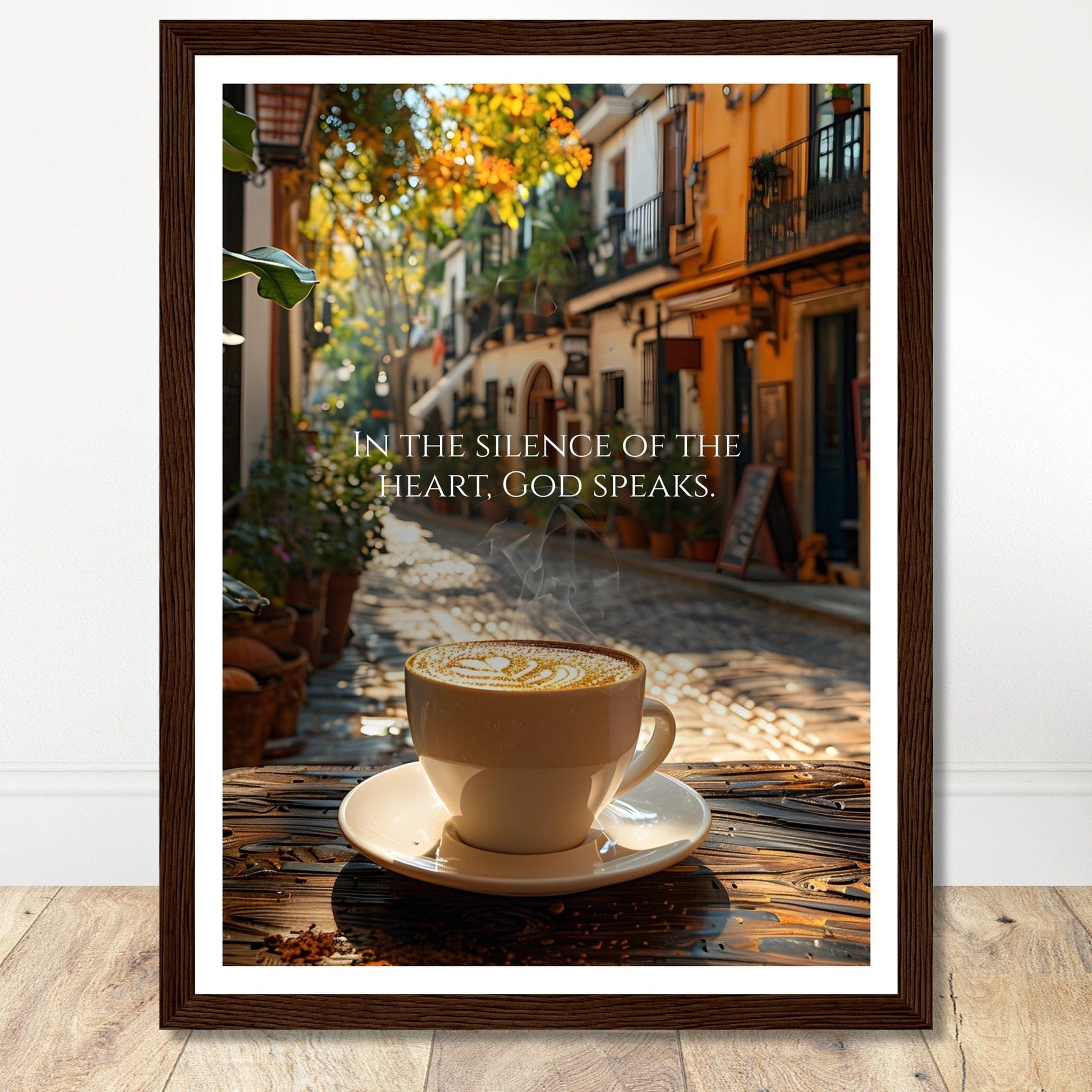Coffee With My Father Print Material 30x40 cm / 12x16″ / Framed / Dark wood frame In The Silence of the Heart - Custom Art