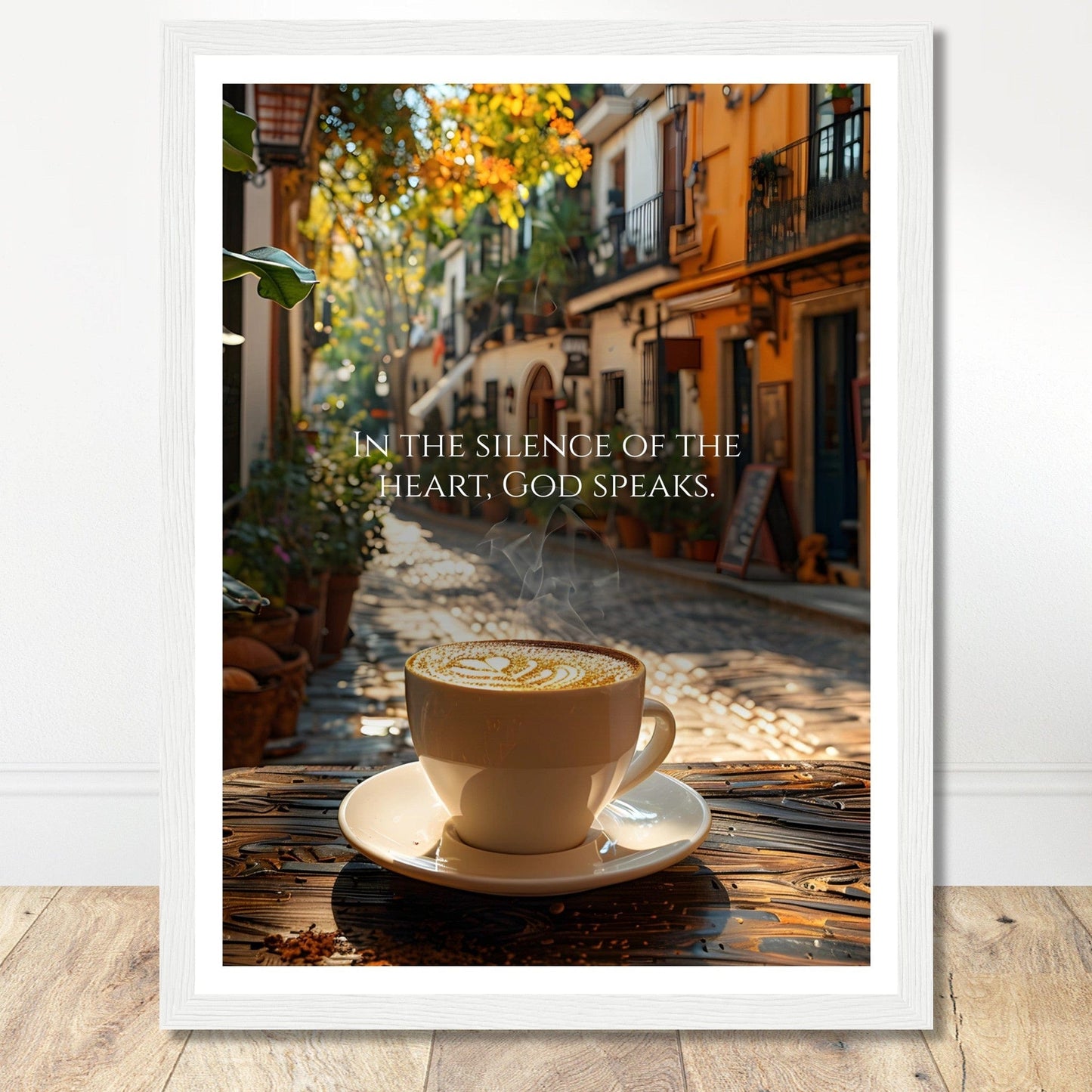 Coffee With My Father Print Material 30x40 cm / 12x16″ / Framed / White frame In The Silence of the Heart - Custom Art