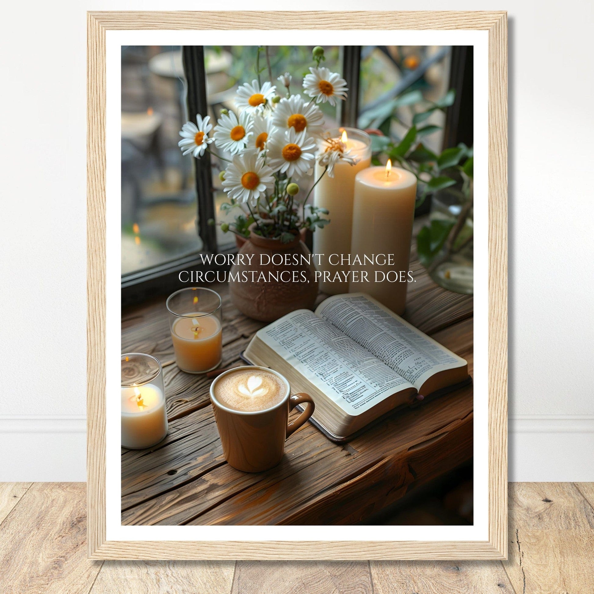 Coffee With My Father Print Material 30x40 cm / 12x16″ / Framed / Wood frame Prayer Changes Things - Custom Art