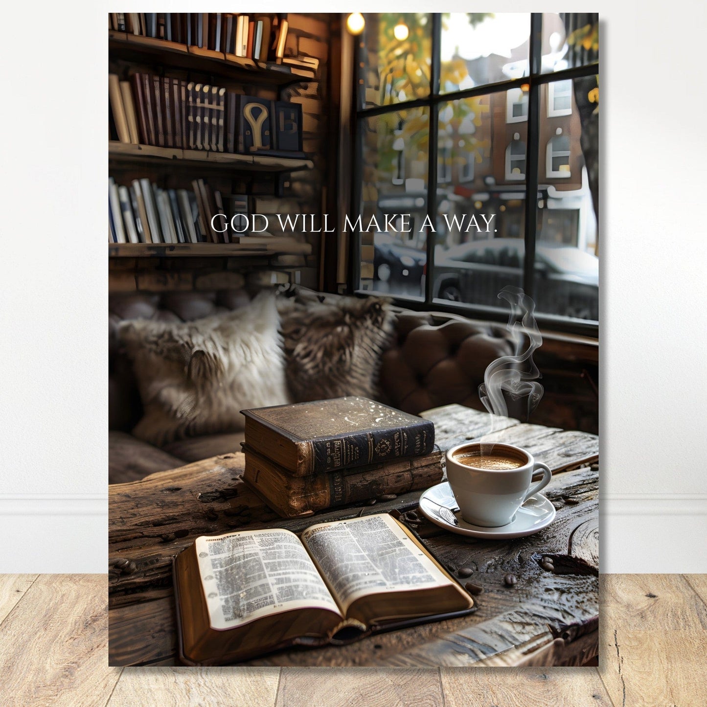 Coffee With My Father Print Material 30x40 cm / 12x16″ / Premium Matte Paper Poster / - God Will Make A Way