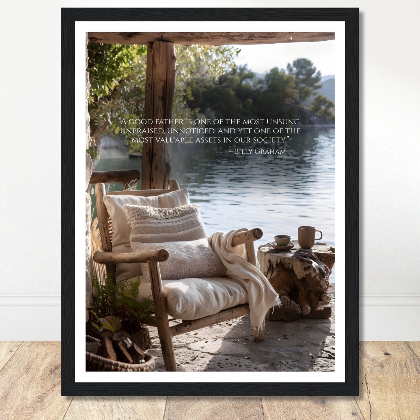 Coffee With My Father Print Material 30x40 cm / 12x16″ / Premium Matte Paper Wooden Framed Poster / Black frame Framed Template