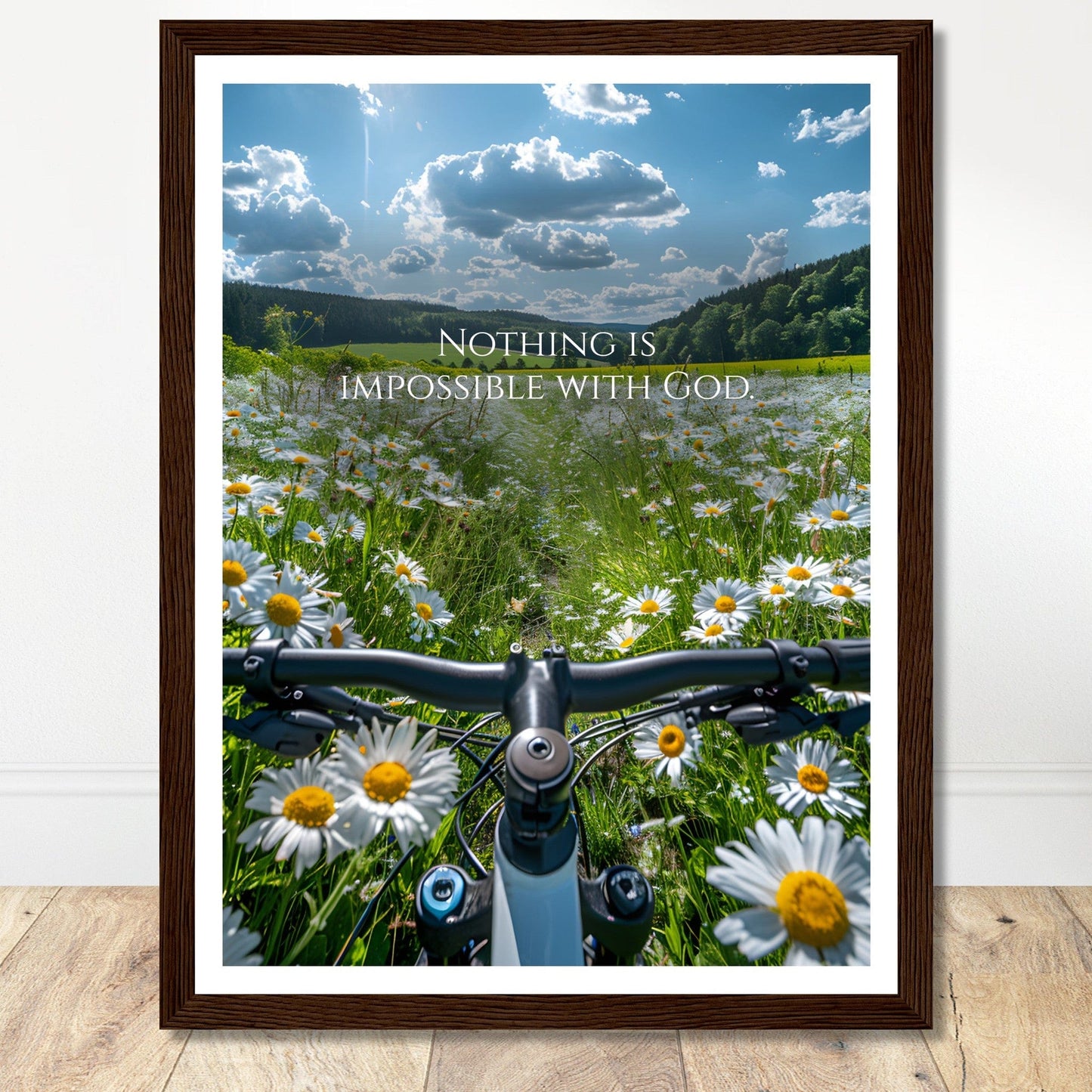 Coffee With My Father Print Material 30x40 cm / 12x16″ / Premium Matte Paper Wooden Framed Poster / Dark wood frame Nothing is Impossible With God - Artwork