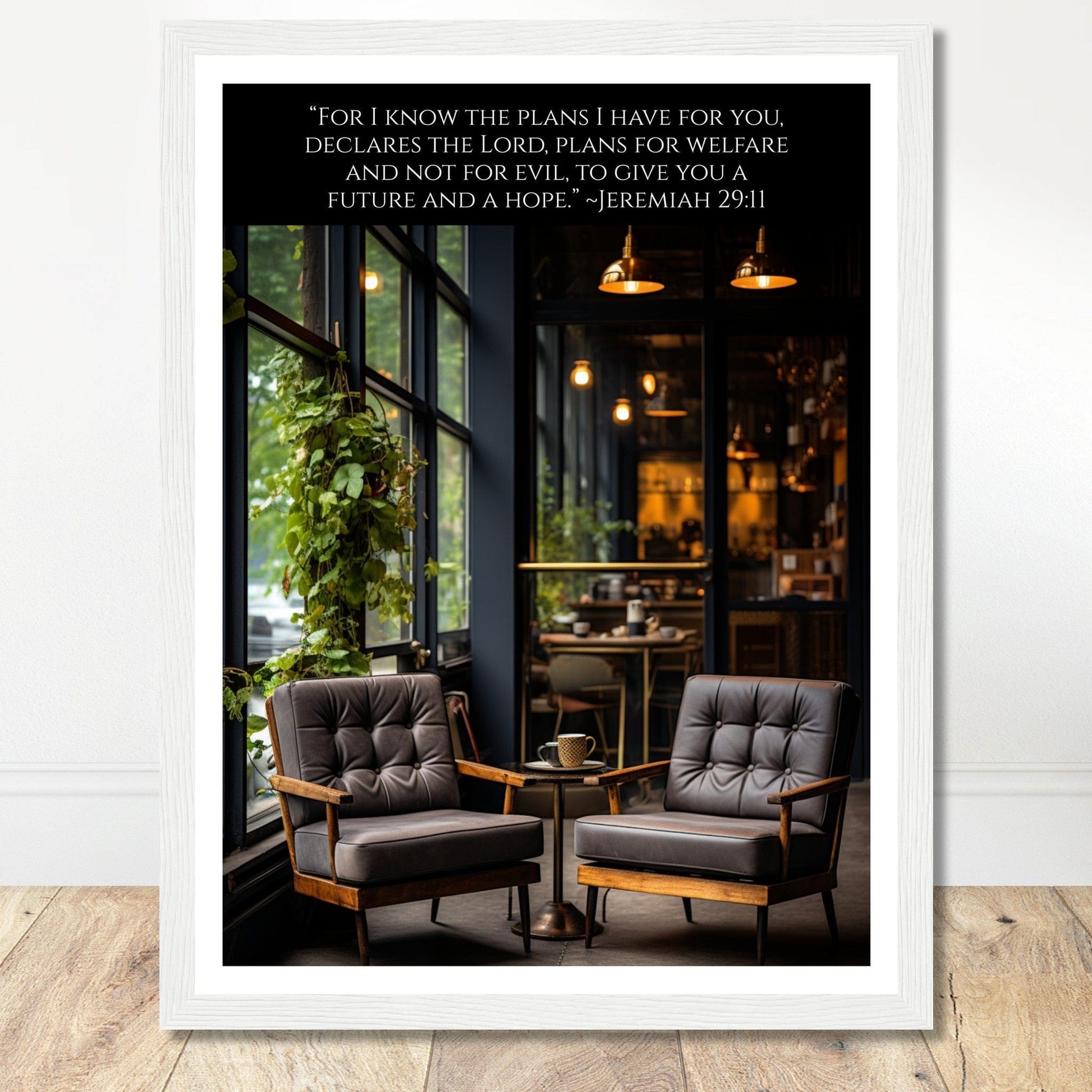 Coffee With My Father Print Material 30x40 cm / 12x16″ / Premium Matte Paper Wooden Framed Poster / White frame Framed Template