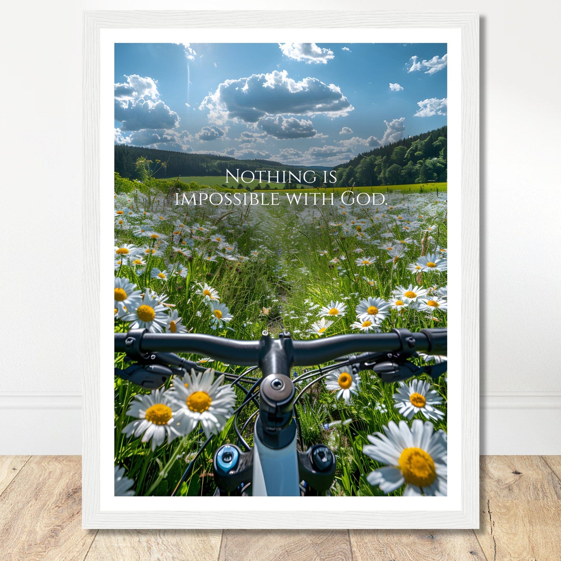 Coffee With My Father Print Material 30x40 cm / 12x16″ / Premium Matte Paper Wooden Framed Poster / White frame Nothing is Impossible With God - Artwork