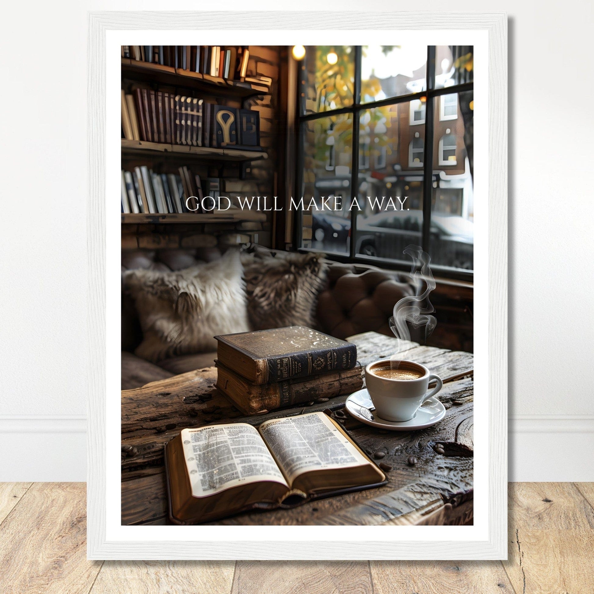 Coffee With My Father Print Material 30x40 cm / 12x16″ / White frame God Will Make A Way