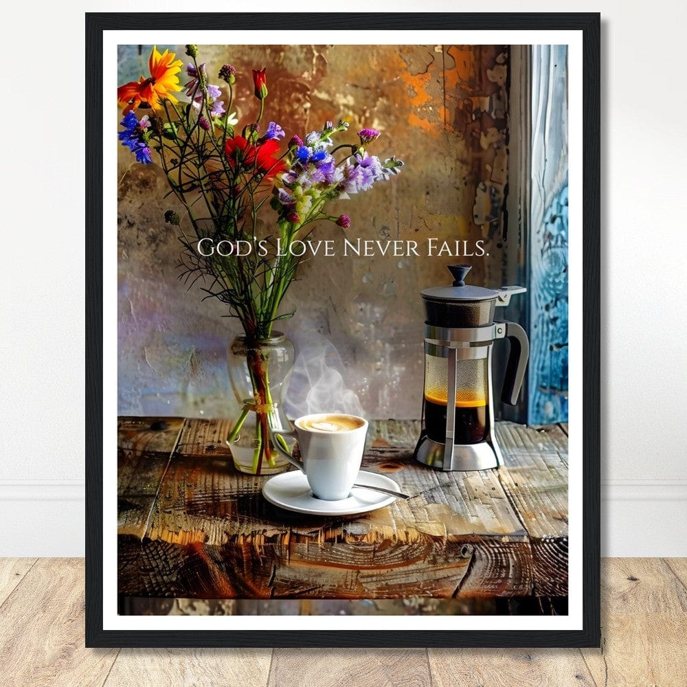 Coffee With My Father Print Material 40x50 cm / 16x20″ / Black frame God’s Love Never Fails - Custom Art