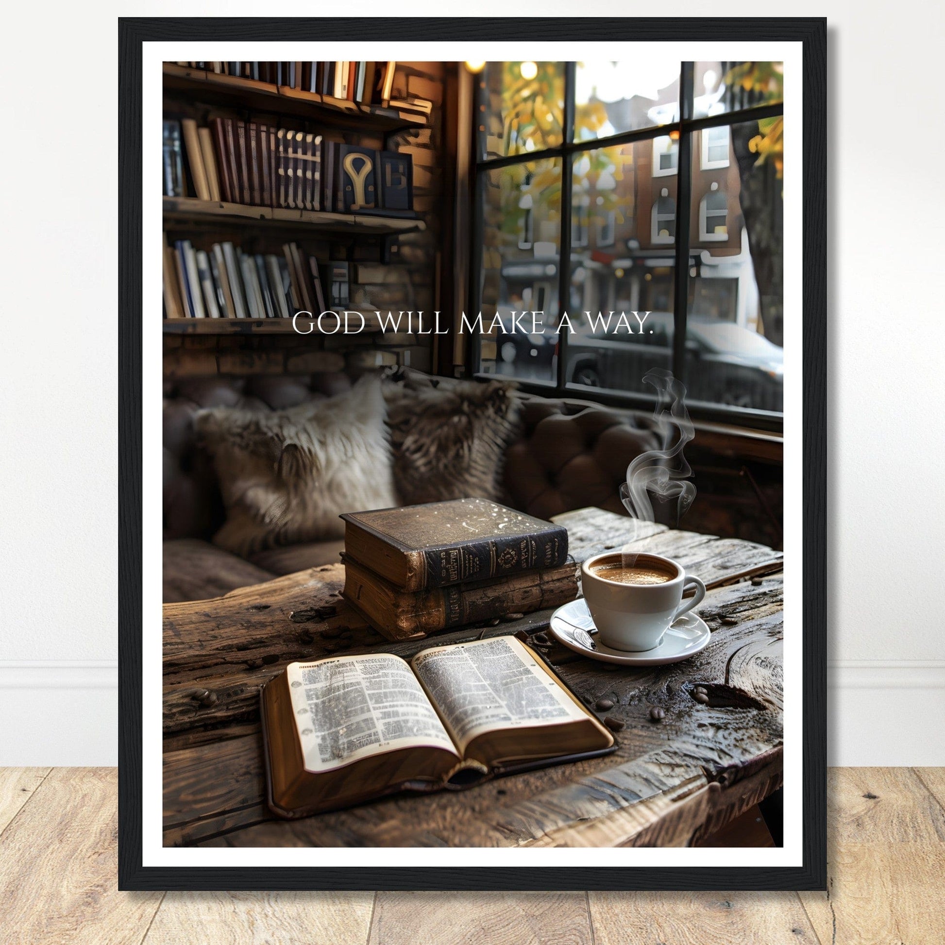 Coffee With My Father Print Material 40x50 cm / 16x20″ / Black frame God Will Make A Way