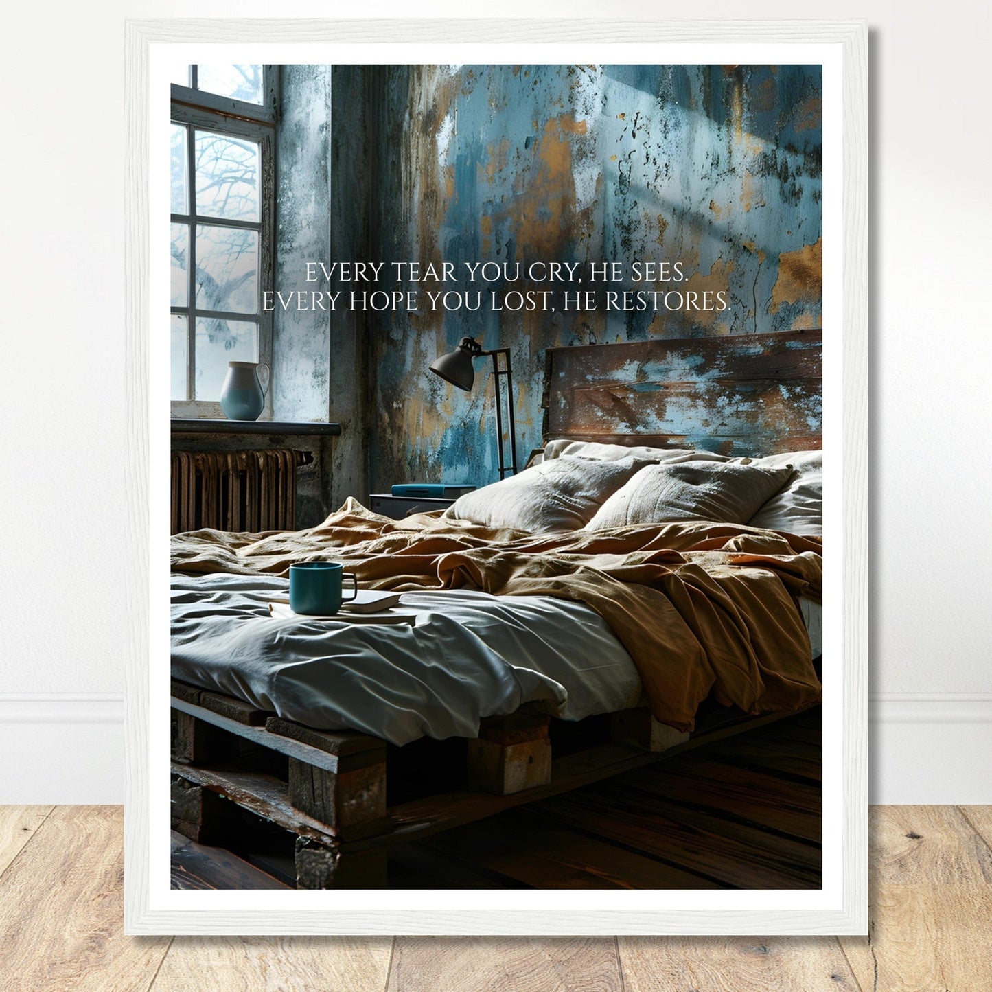 Coffee With My Father Print Material 40x50 cm / 16x20″ / Framed / White frame Every Tear - Custom Art