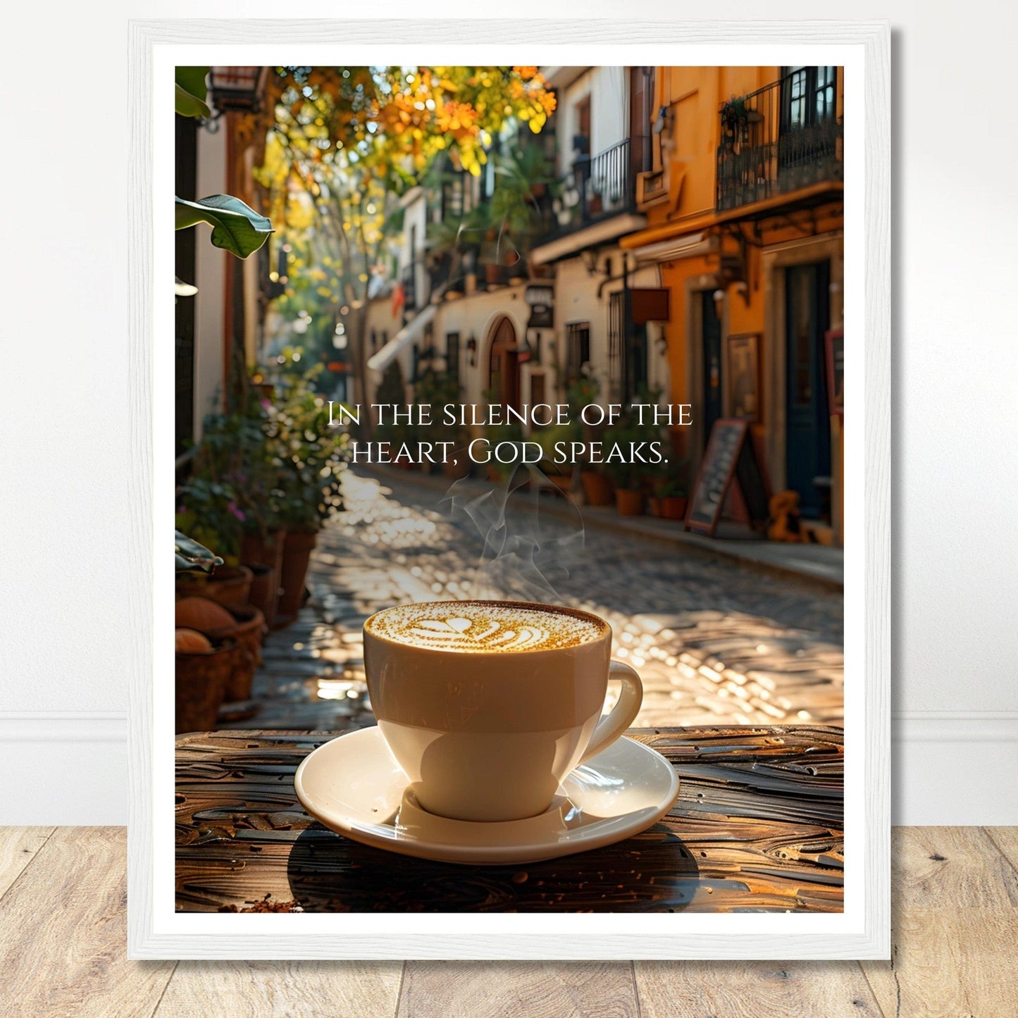 Coffee With My Father Print Material 40x50 cm / 16x20″ / Framed / White frame In The Silence of the Heart - Custom Art