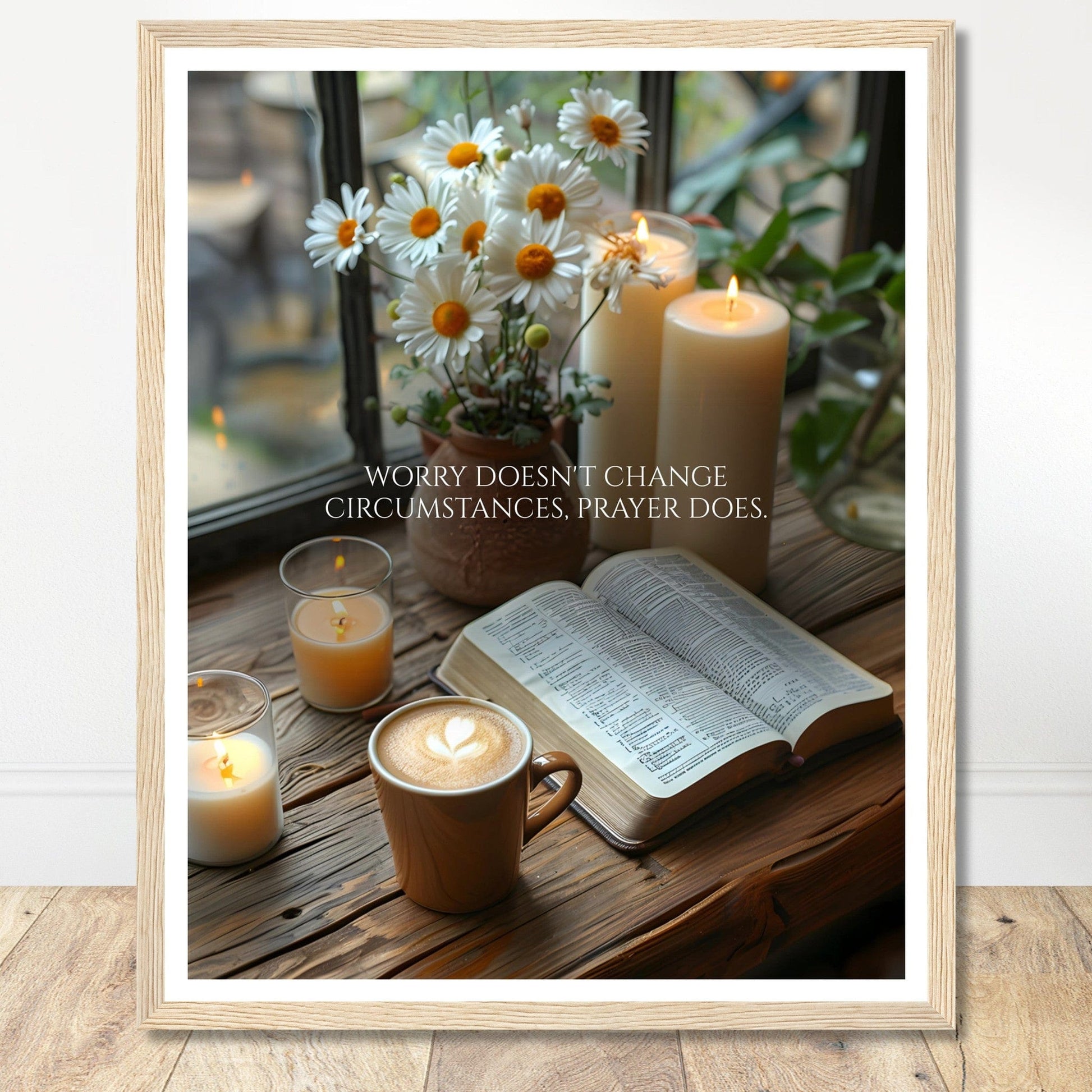 Coffee With My Father Print Material 40x50 cm / 16x20″ / Framed / Wood frame Prayer Changes Things - Custom Art