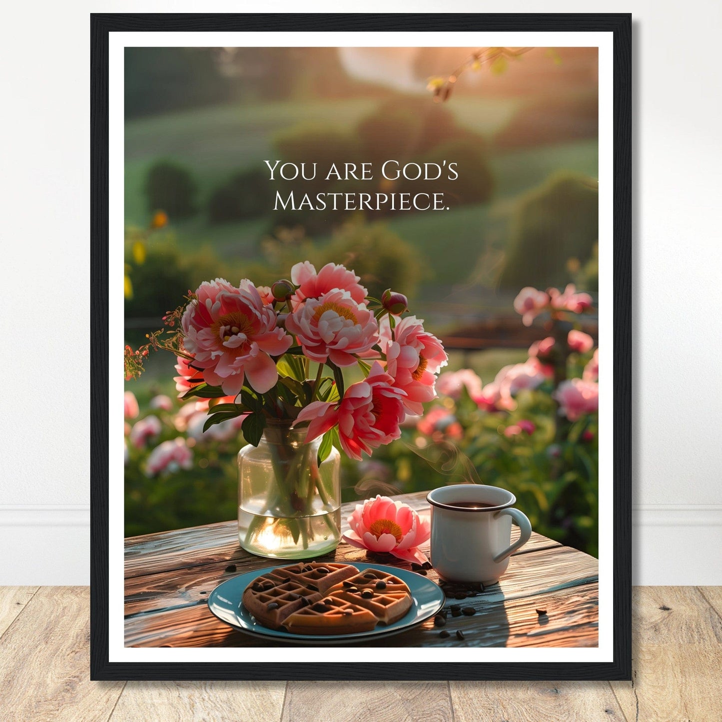 Coffee With My Father Print Material 40x50 cm / 16x20″ / Premium Matte Paper Wooden Framed Poster / Black frame You Are God's Masterpiece - Custom Art