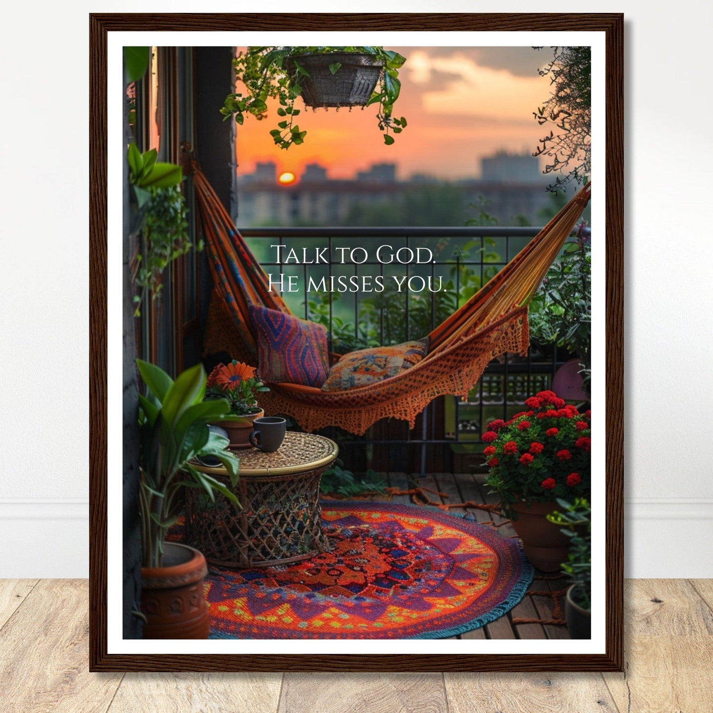 Coffee With My Father Print Material 40x50 cm / 16x20″ / Premium Matte Paper Wooden Framed Poster / Dark wood frame Framed Template