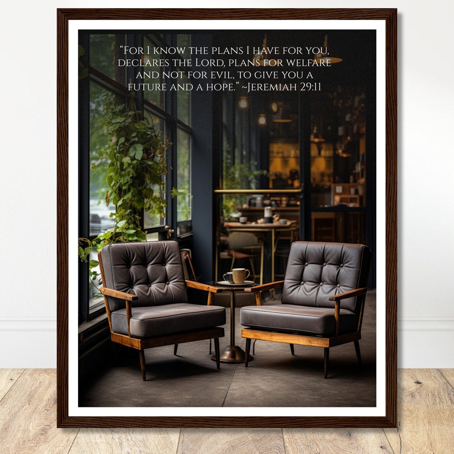 Coffee With My Father Print Material 40x50 cm / 16x20″ / Premium Matte Paper Wooden Framed Poster / Dark wood frame Framed Template