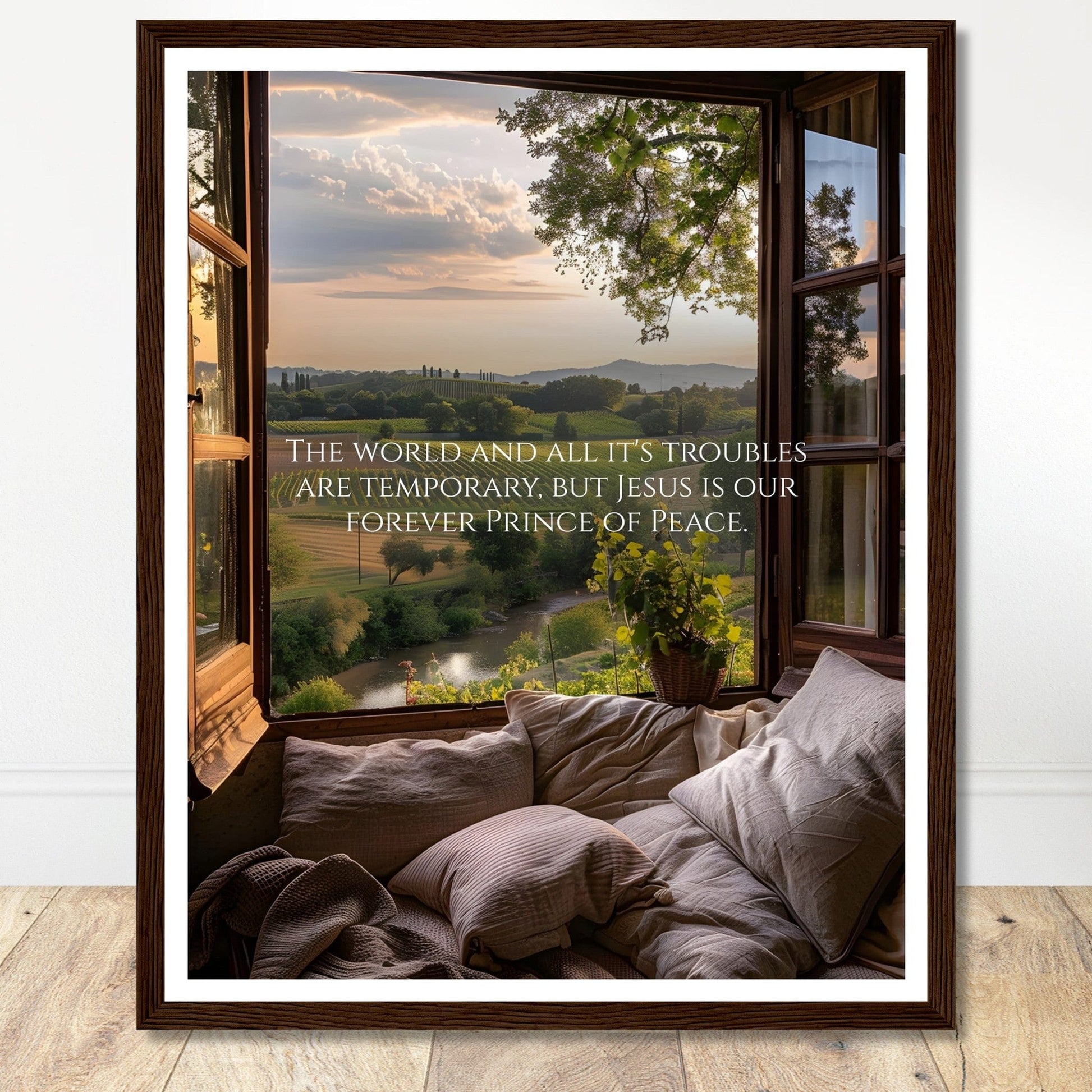 Coffee With My Father Print Material 40x50 cm / 16x20″ / Premium Matte Paper Wooden Framed Poster / Dark wood frame Jesus, Our Forever Prince of Peace