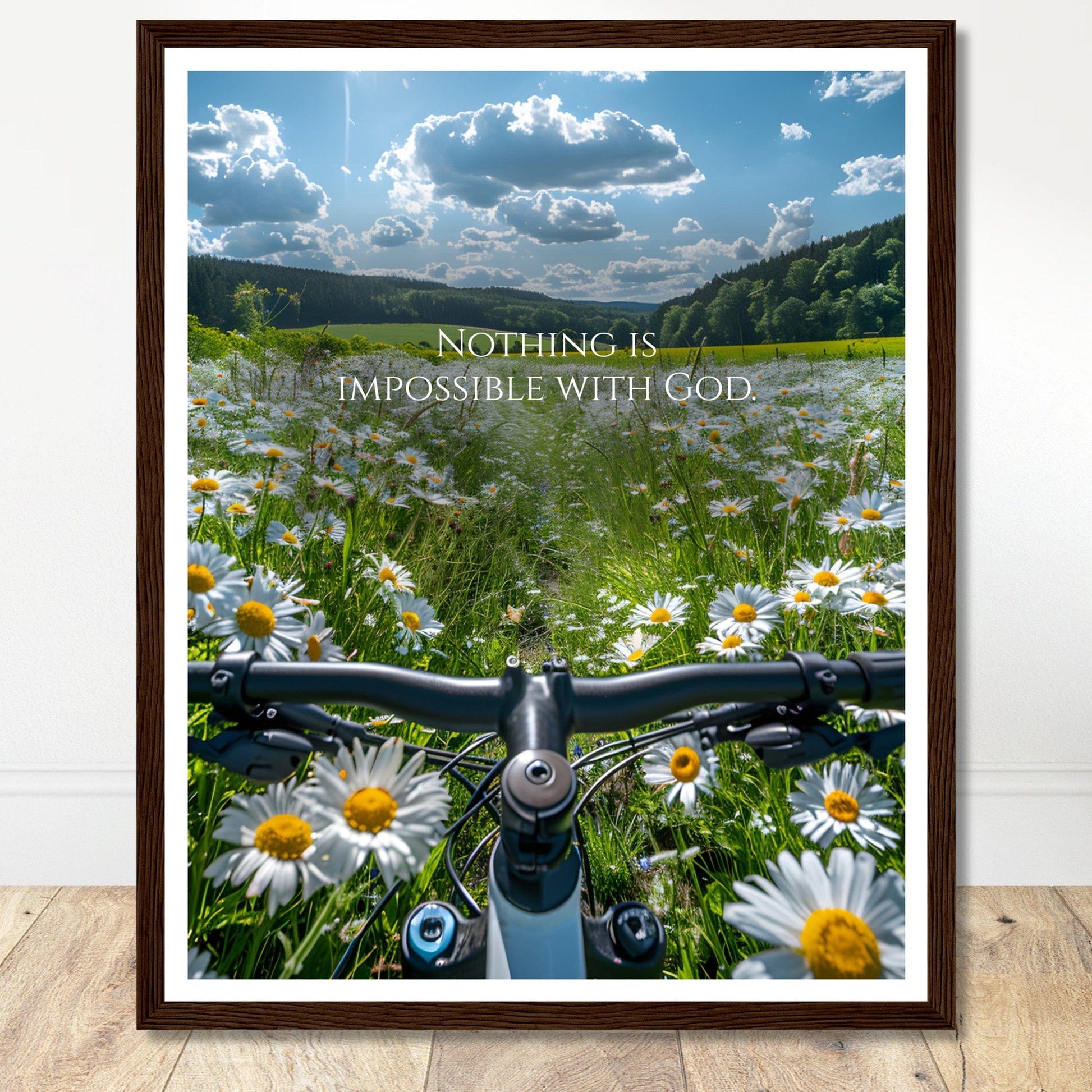 Coffee With My Father Print Material 40x50 cm / 16x20″ / Premium Matte Paper Wooden Framed Poster / Dark wood frame Nothing is Impossible With God - Artwork