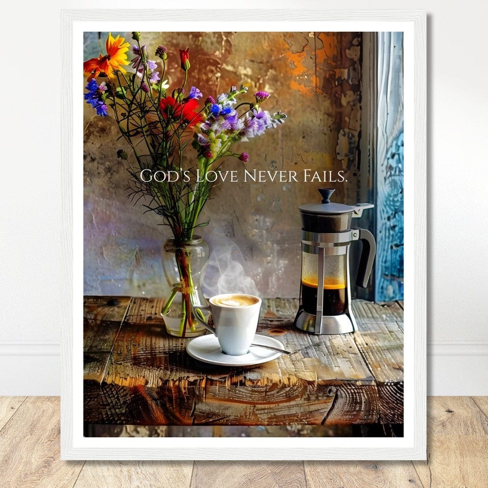 Coffee With My Father Print Material 40x50 cm / 16x20″ / Premium Matte Paper Wooden Framed Poster - White frame Framed Template