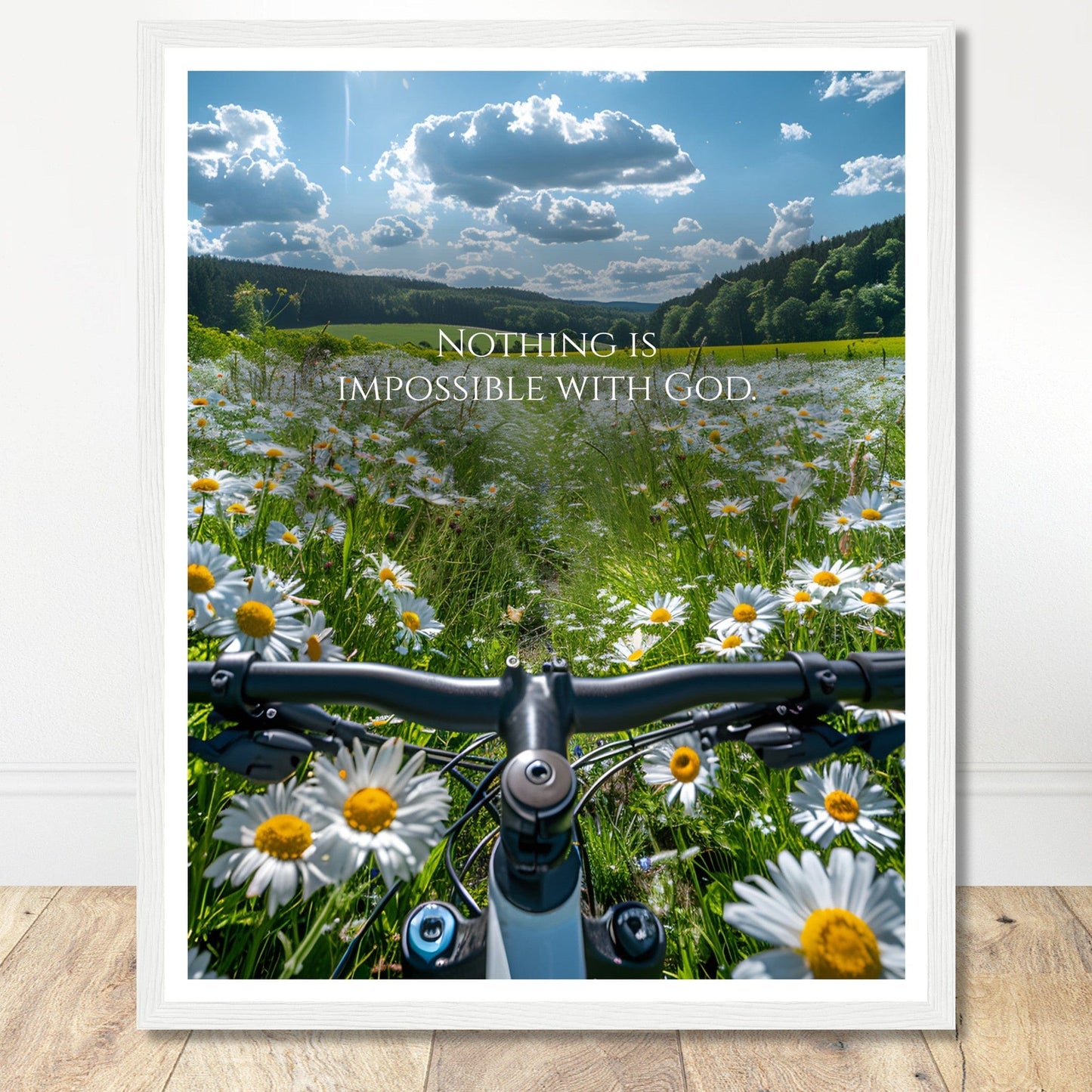 Coffee With My Father Print Material 40x50 cm / 16x20″ / Premium Matte Paper Wooden Framed Poster / White frame Nothing is Impossible With God - Artwork