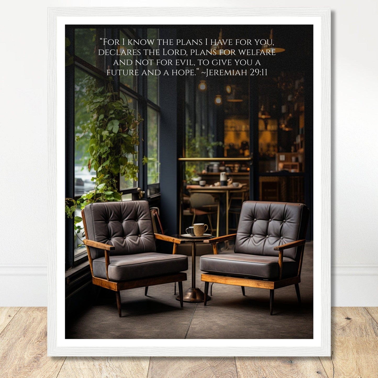Coffee With My Father Print Material 40x50 cm / 16x20″ / White frame Framed Template