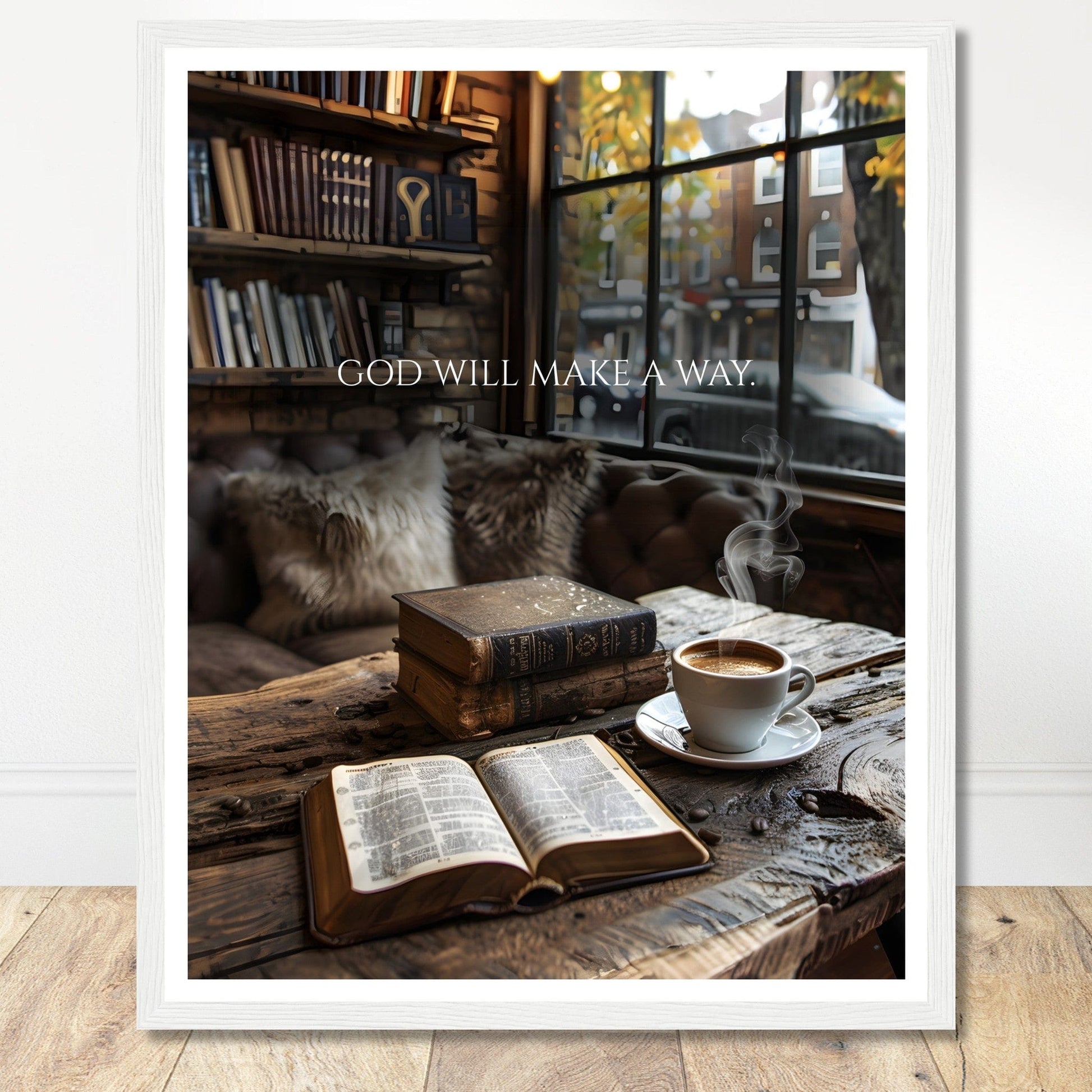 Coffee With My Father Print Material 40x50 cm / 16x20″ / White frame God Will Make A Way