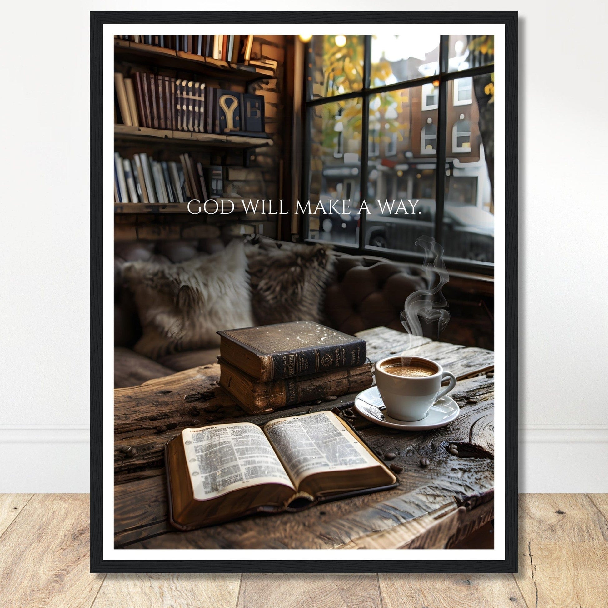 Coffee With My Father Print Material 45x60 cm / 18x24″ / Black frame God Will Make A Way