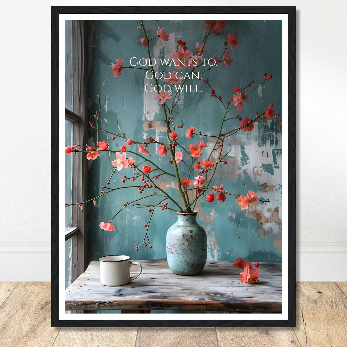 Coffee With My Father Print Material 45x60 cm / 18x24″ / Framed / Black frame God Can - Custom Art