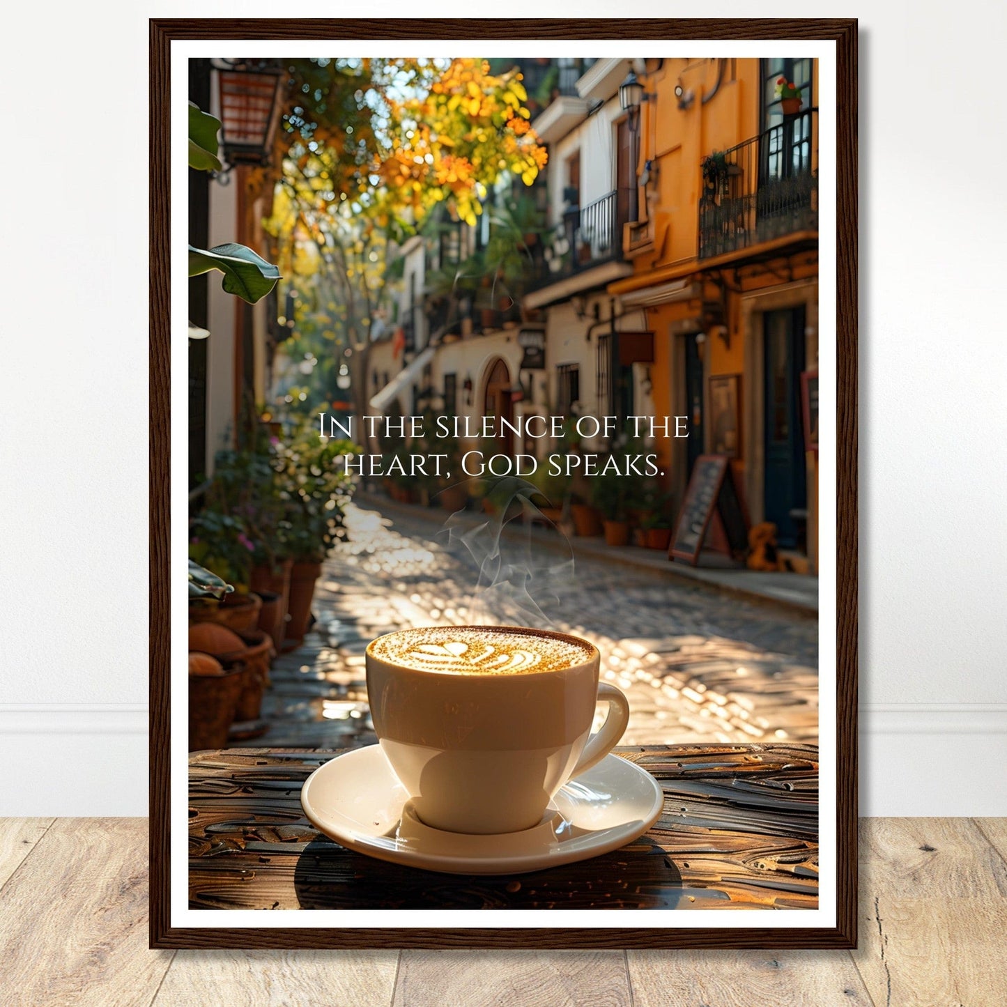 Coffee With My Father Print Material 45x60 cm / 18x24″ / Framed / Dark wood frame In The Silence of the Heart - Custom Art