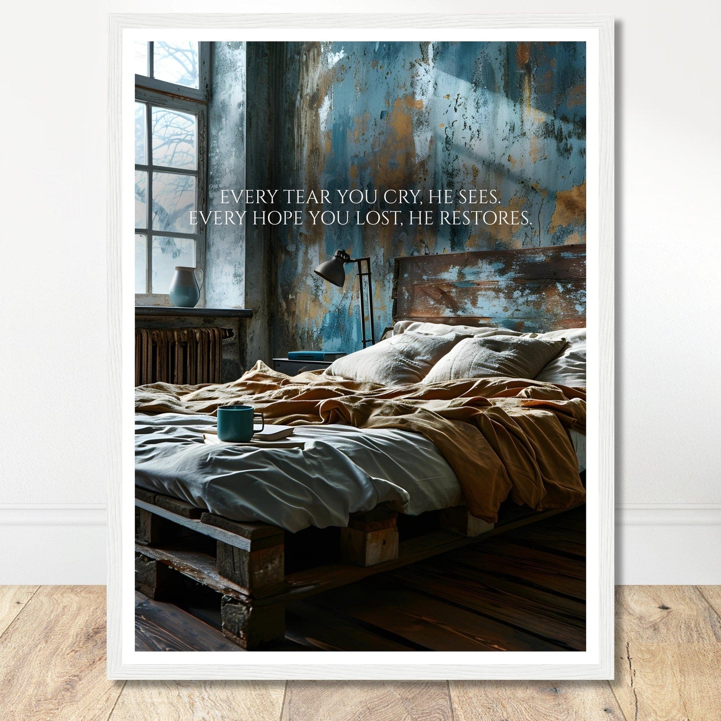 Coffee With My Father Print Material 45x60 cm / 18x24″ / Framed / White frame Every Tear - Custom Art