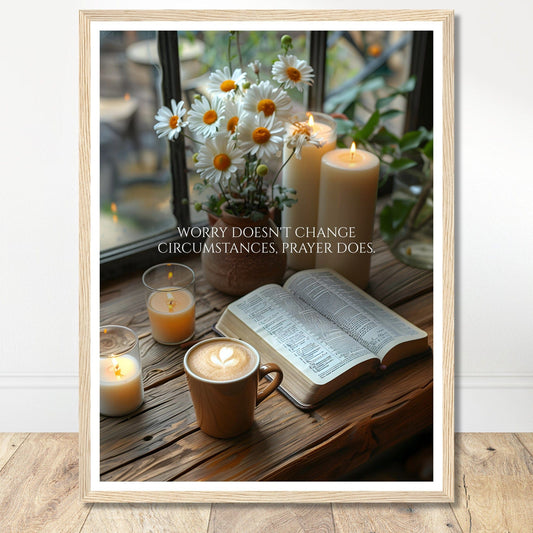 Coffee With My Father Print Material 45x60 cm / 18x24″ / Framed / Wood frame Prayer Changes Things - Custom Art