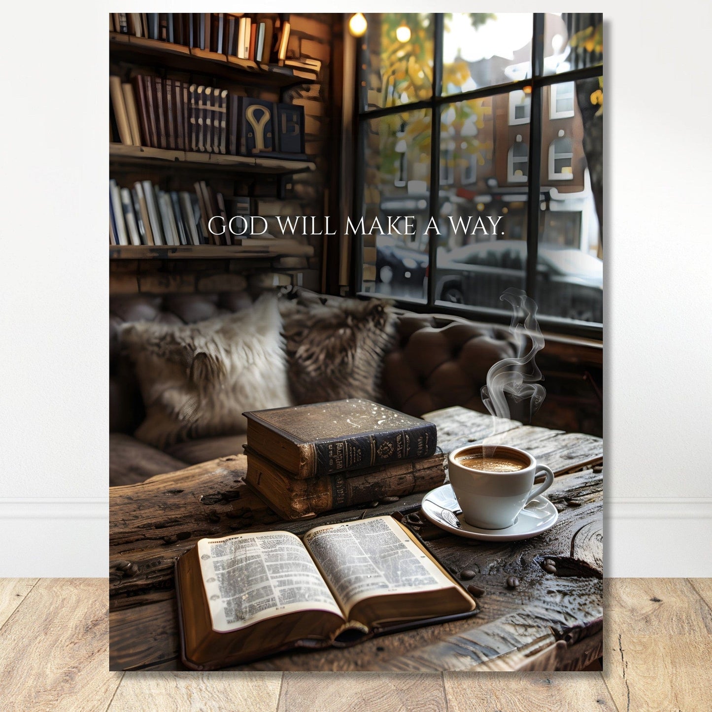 Coffee With My Father Print Material 45x60 cm / 18x24″ / Premium Matte Paper Poster / - God Will Make A Way