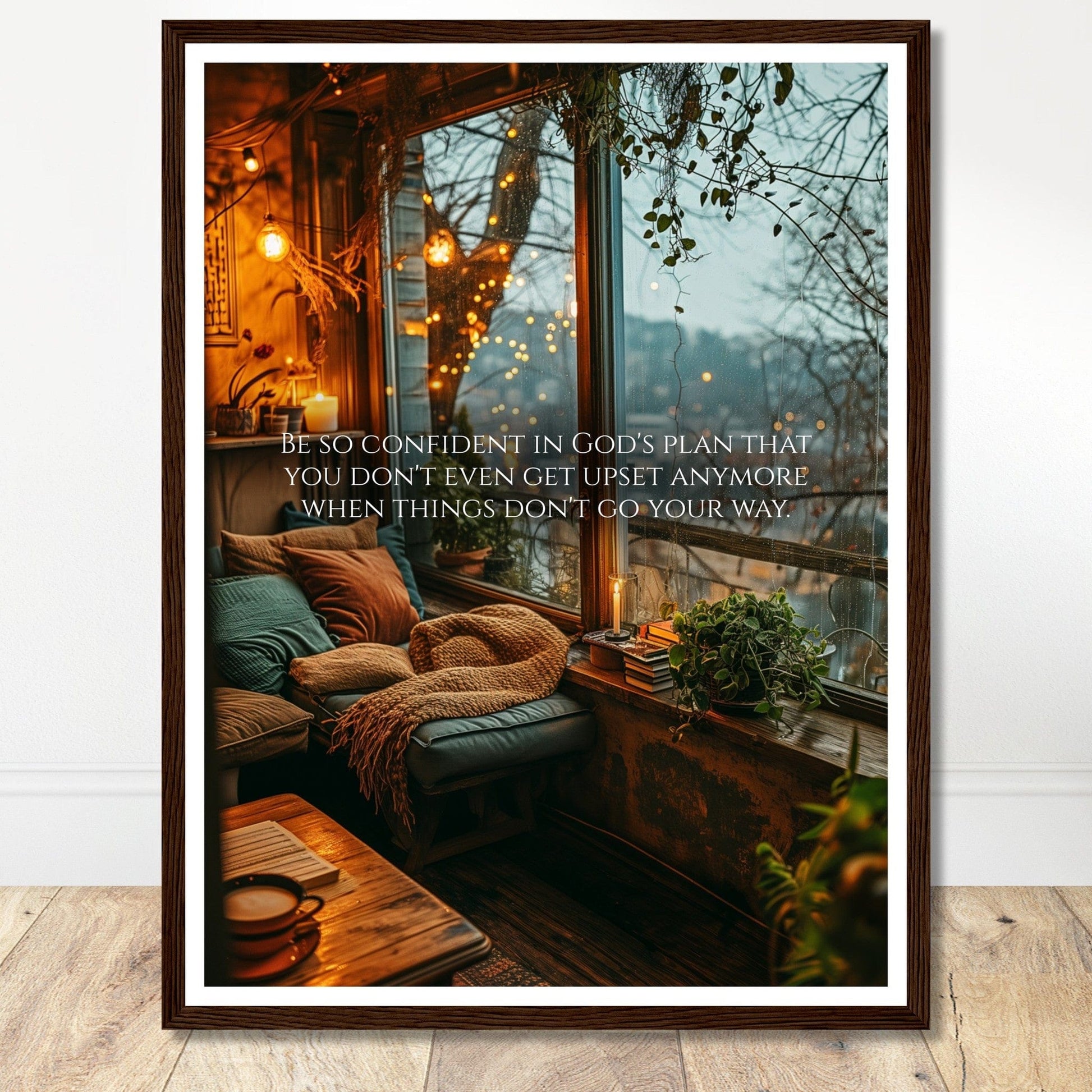 Coffee With My Father Print Material 45x60 cm / 18x24″ / Premium Matte Paper with Frame / Dark wood frame Be Confident In God's Plan - Customizable Christian Artwork