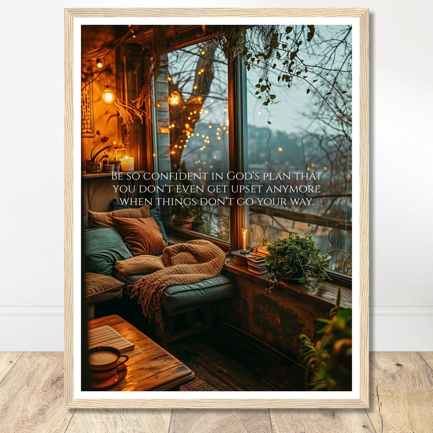 Coffee With My Father Print Material 45x60 cm / 18x24″ / Premium Matte Paper with Frame / Wood frame Be Confident In God's Plan - Customizable Christian Artwork
