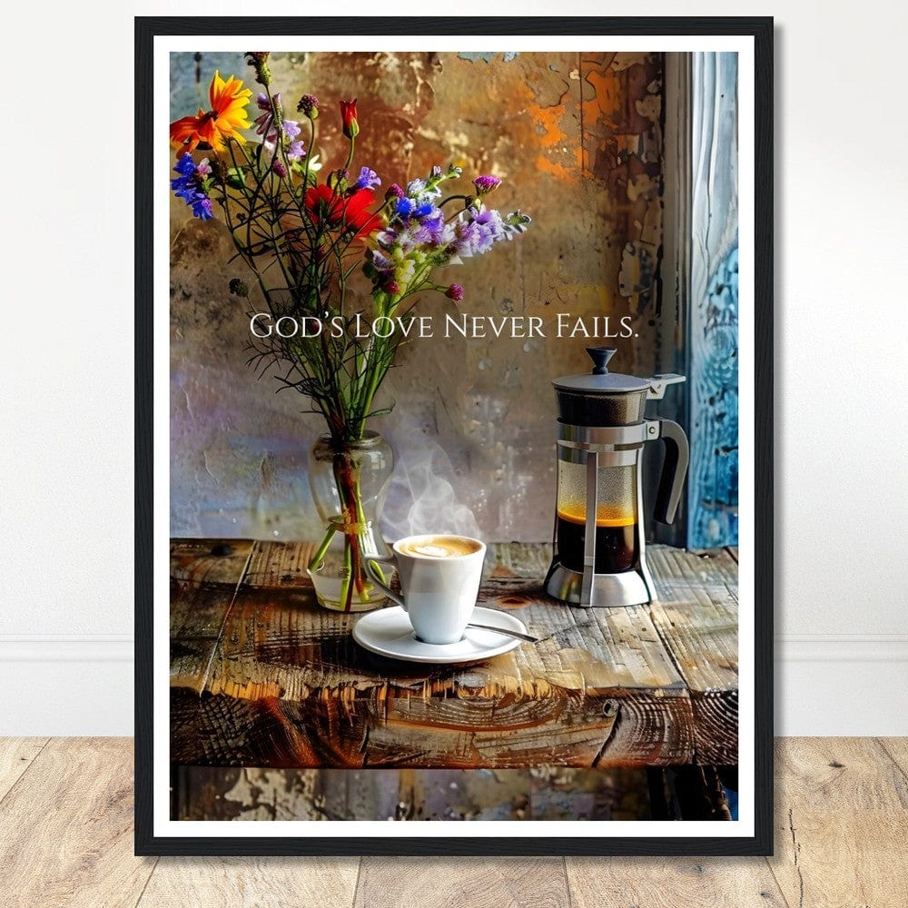 Coffee With My Father Print Material 45x60 cm / 18x24″ / Premium Matte Paper Wooden Framed Poster - Black frame Framed Template