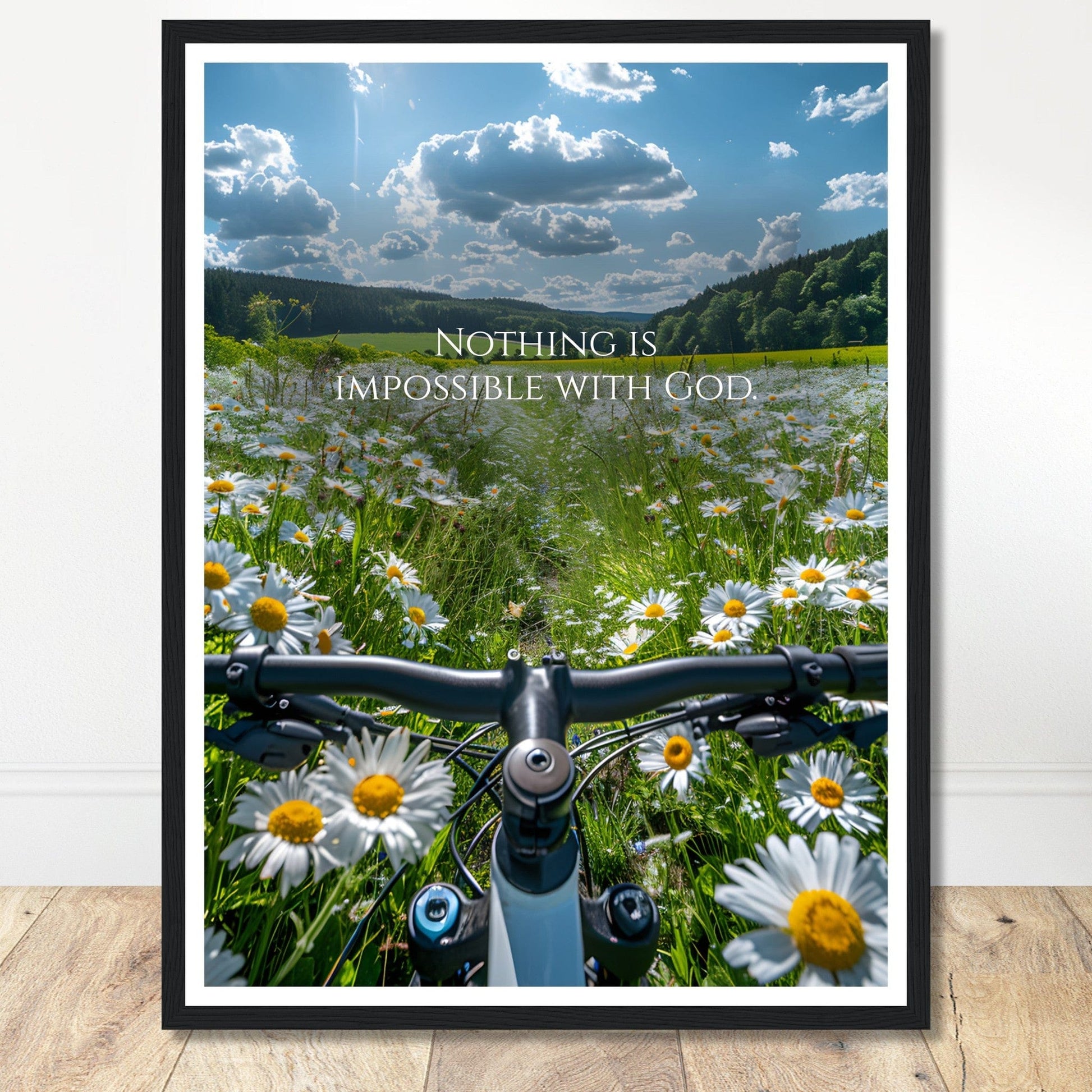 Coffee With My Father Print Material 45x60 cm / 18x24″ / Premium Matte Paper Wooden Framed Poster / Black frame Nothing is Impossible With God - Artwork