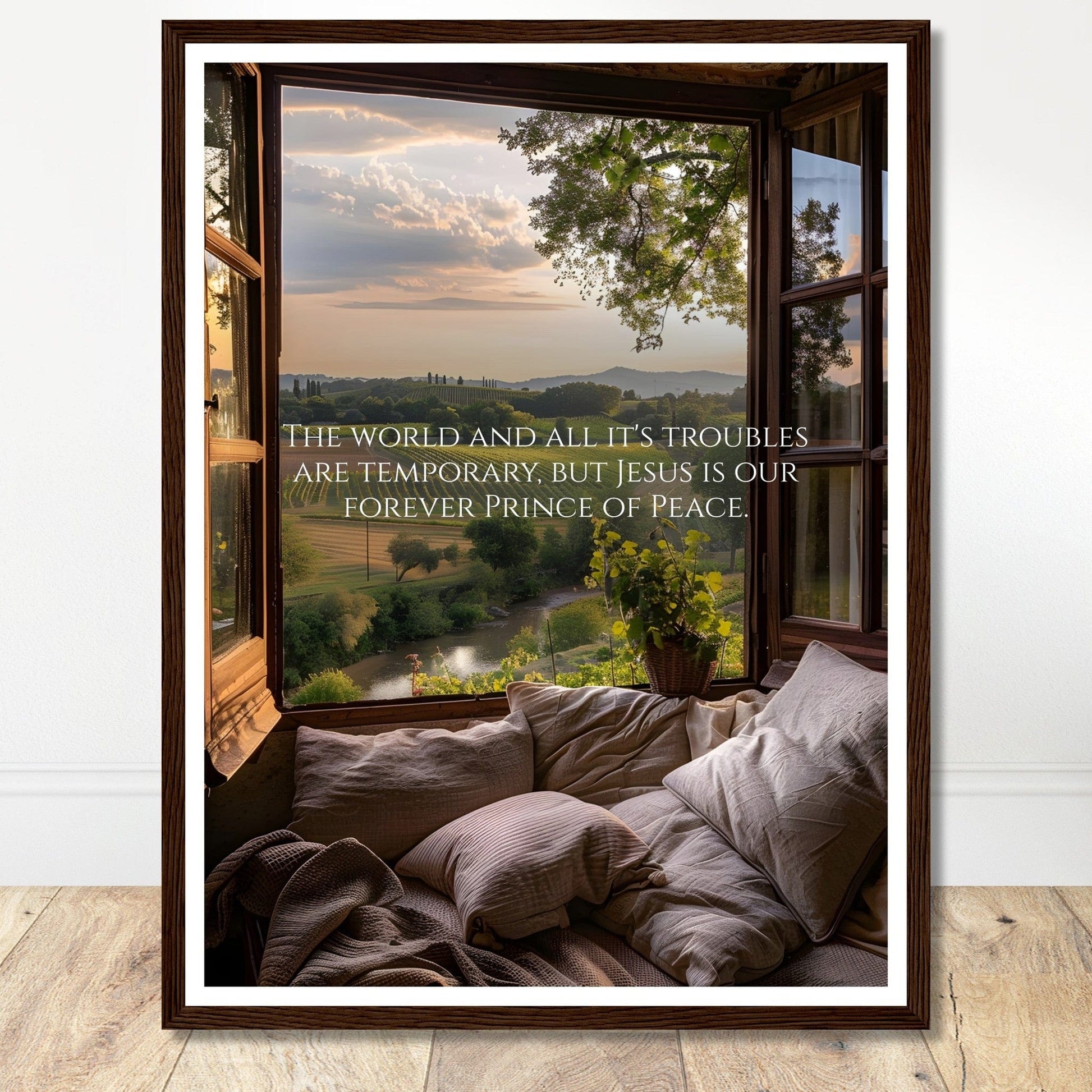 Coffee With My Father Print Material 45x60 cm / 18x24″ / Premium Matte Paper Wooden Framed Poster / Dark wood frame Jesus, Our Forever Prince of Peace