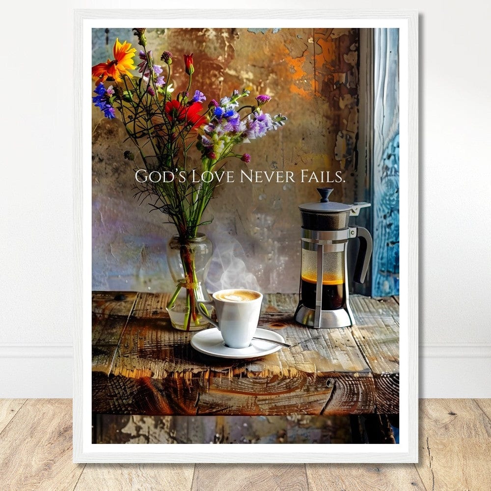 Coffee With My Father Print Material 45x60 cm / 18x24″ / Premium Matte Paper Wooden Framed Poster - White frame Framed Template