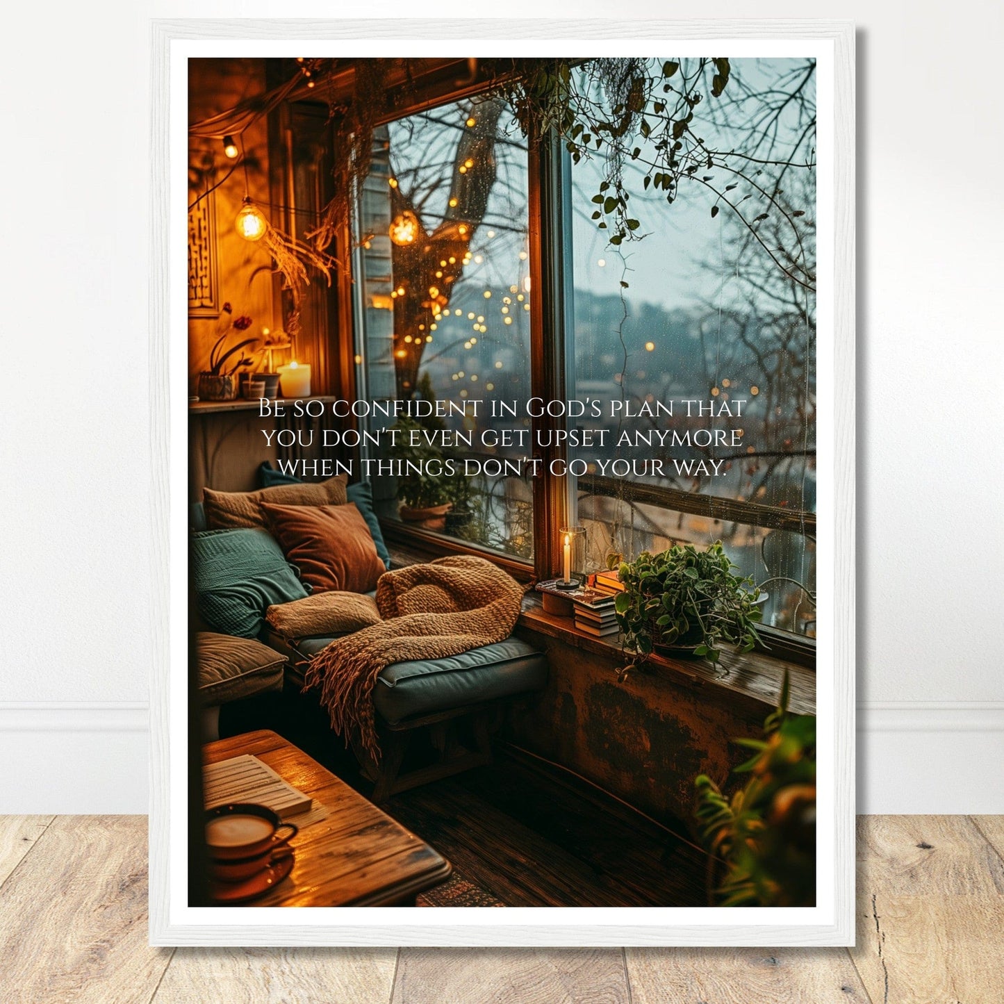 Coffee With My Father Print Material 45x60 cm / 18x24″ / Premium Matte Paper Wooden Framed Poster / White frame Premium Matte Paper Wooden Framed Poster