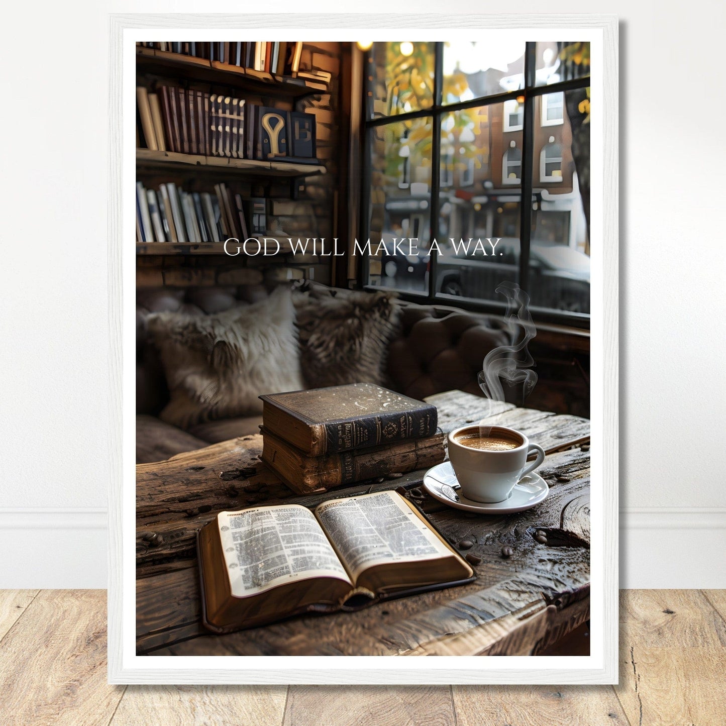 Coffee With My Father Print Material 45x60 cm / 18x24″ / White frame God Will Make A Way