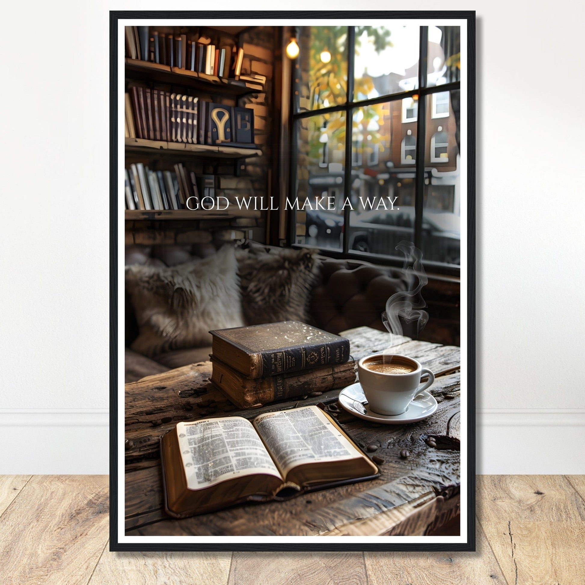 Coffee With My Father Print Material 60x90 cm / 24x36″ / Black frame God Will Make A Way