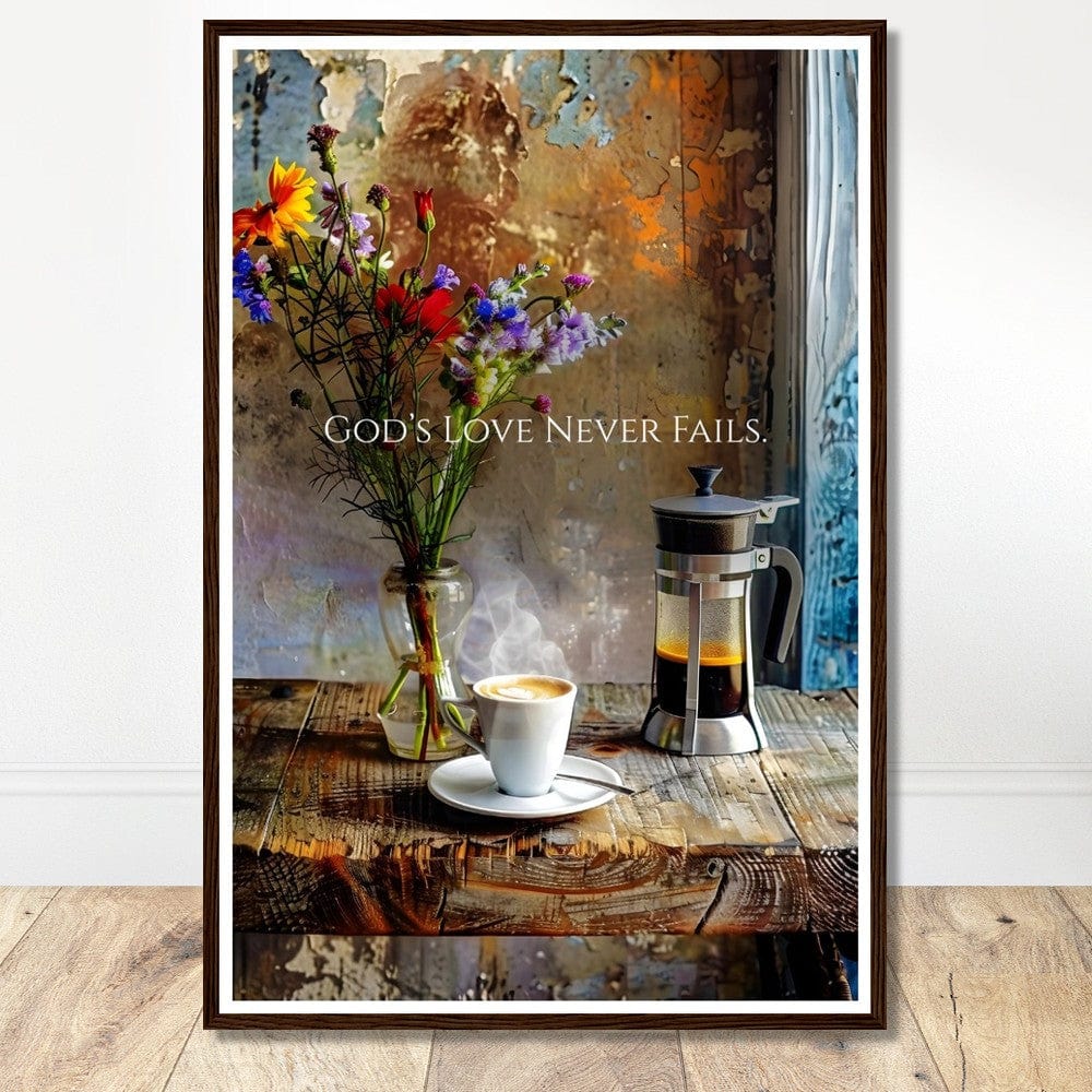 Coffee With My Father Print Material 60x90 cm / 24x36″ / Dark wood frame God’s Love Never Fails - Custom Art