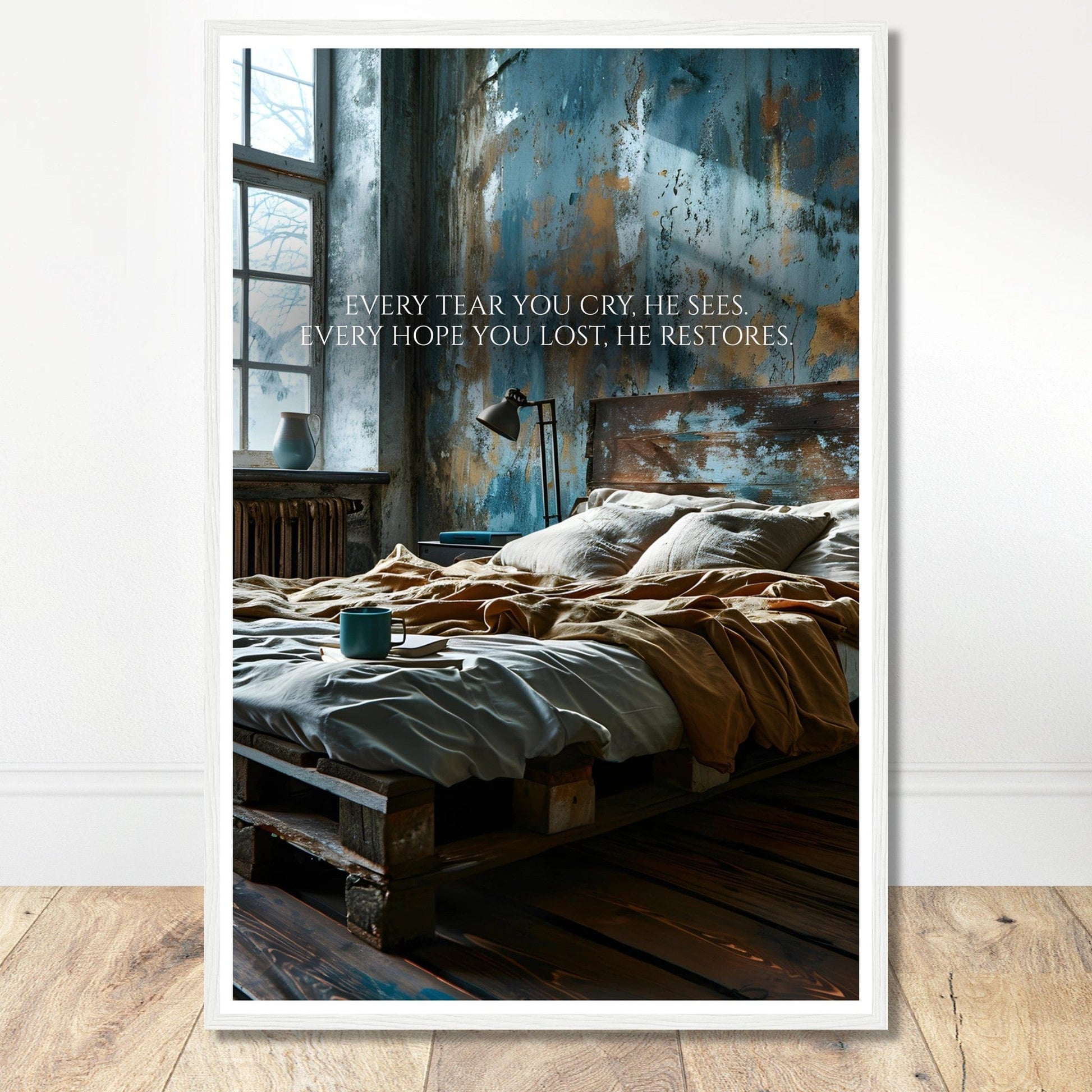 Coffee With My Father Print Material 60x90 cm / 24x36″ / Framed / White frame Every Tear - Custom Art