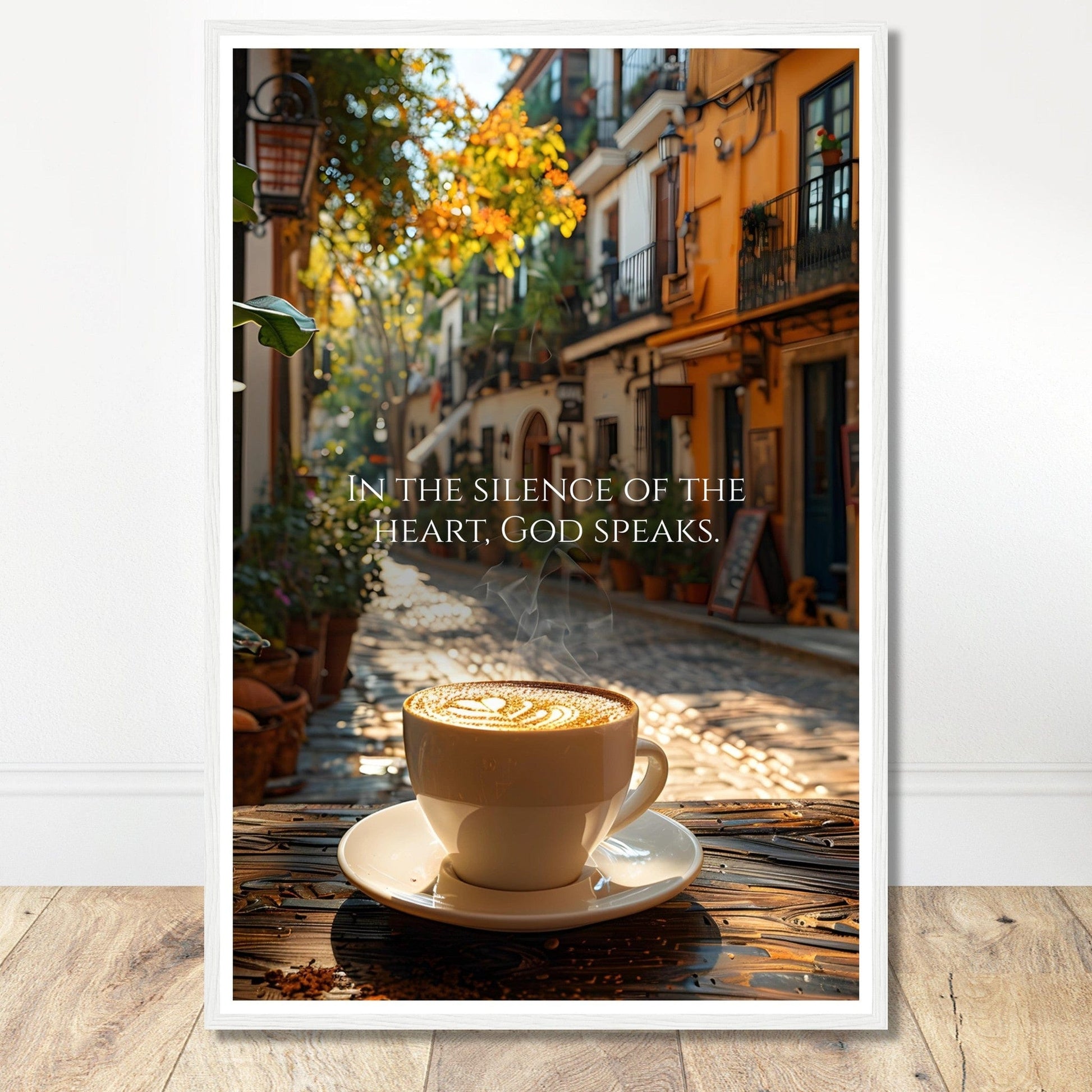 Coffee With My Father Print Material 60x90 cm / 24x36″ / Framed / White frame In The Silence of the Heart - Custom Art