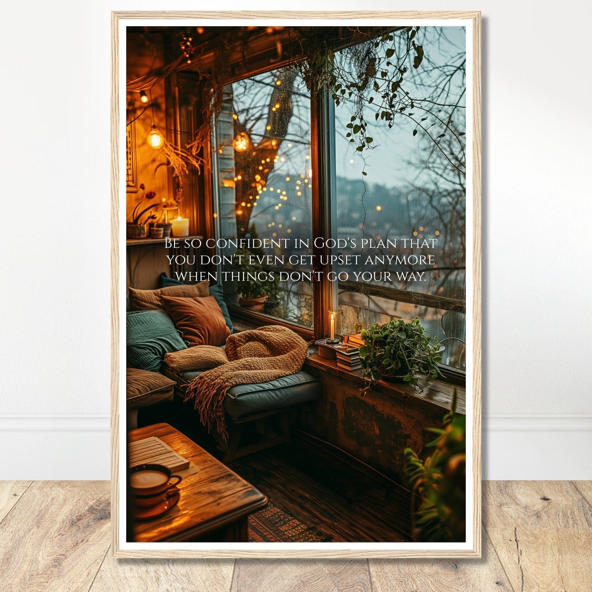 Coffee With My Father Print Material 60x90 cm / 24x36″ / Premium Matte Paper with Frame / Wood frame Be Confident In God's Plan - Customizable Christian Artwork