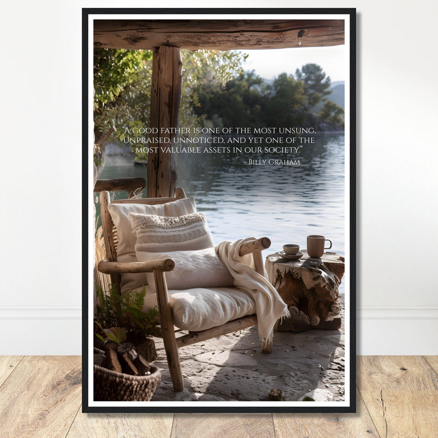 Coffee With My Father Print Material 60x90 cm / 24x36″ / Premium Matte Paper Wooden Framed Poster / Black frame Framed Template