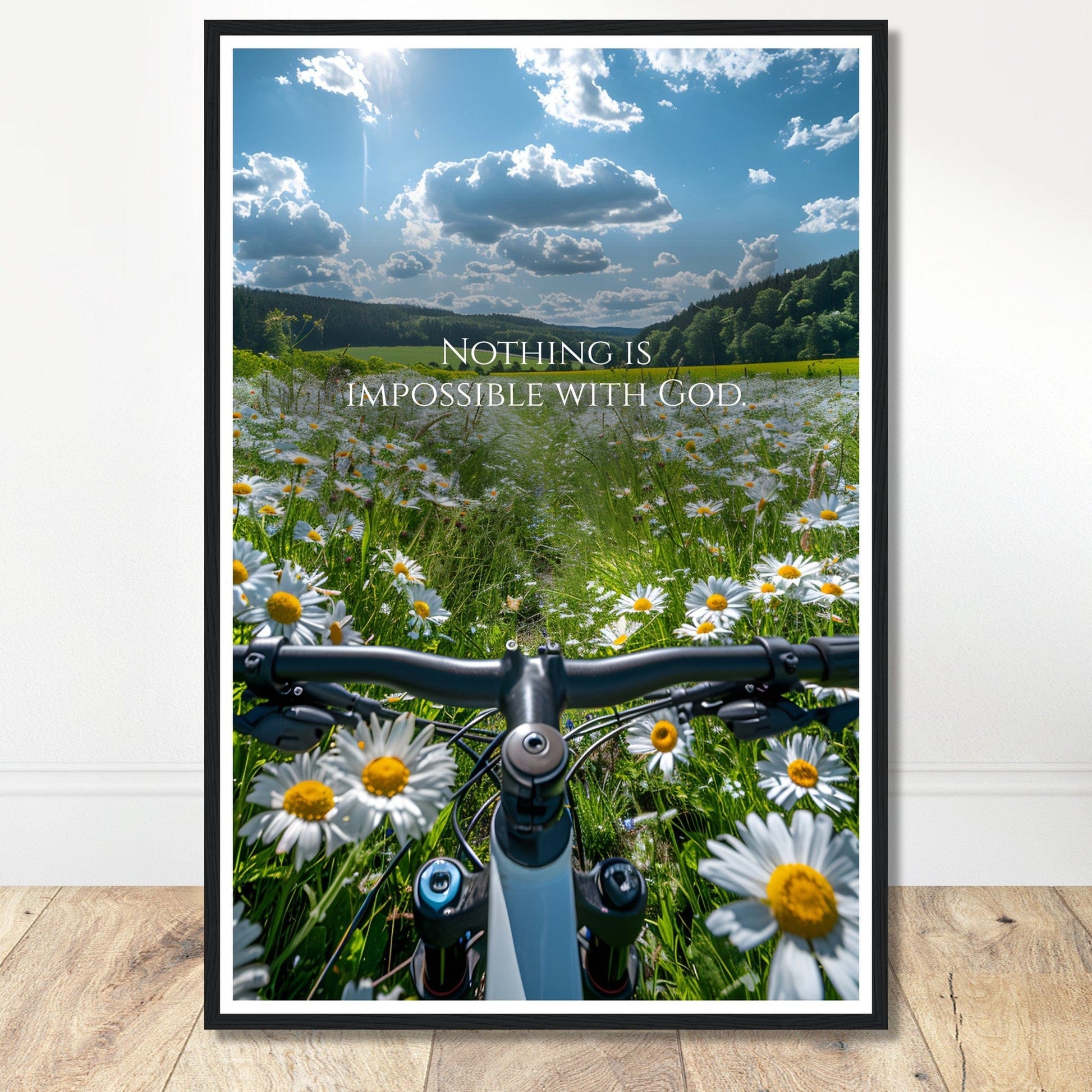 Coffee With My Father Print Material 60x90 cm / 24x36″ / Premium Matte Paper Wooden Framed Poster / Black frame Nothing is Impossible With God - Artwork